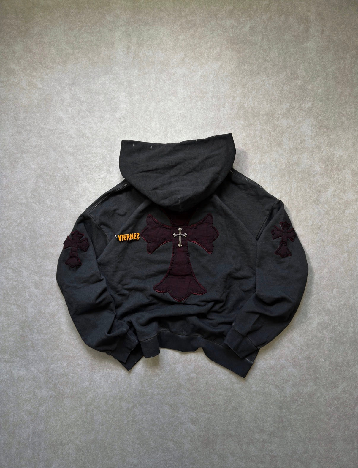 Chrome Hearts Gothic Patchwork Distressed Hoodie