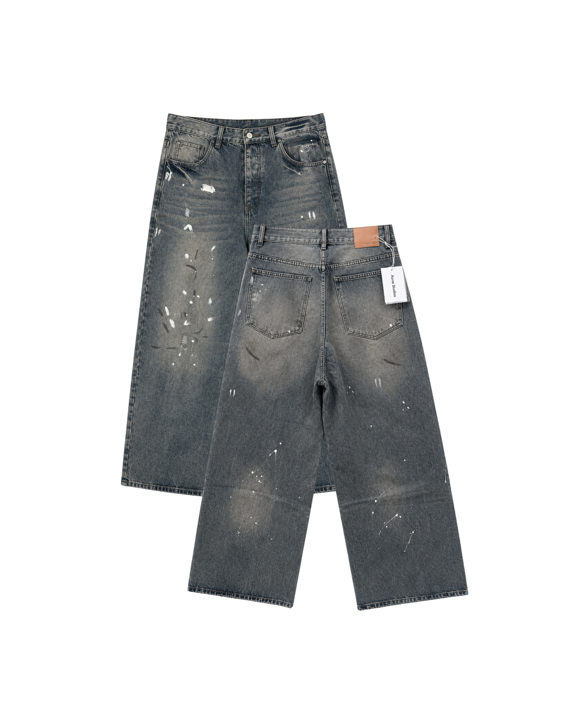 Acne Studios Paint-Splatter Baggy Jeans