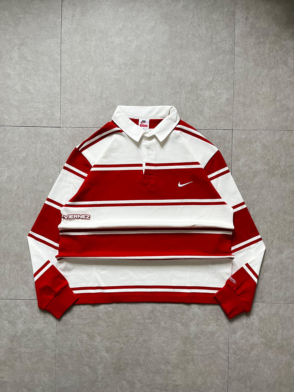 Supreme x Nike Swoosh Stripe Rugby Polo
