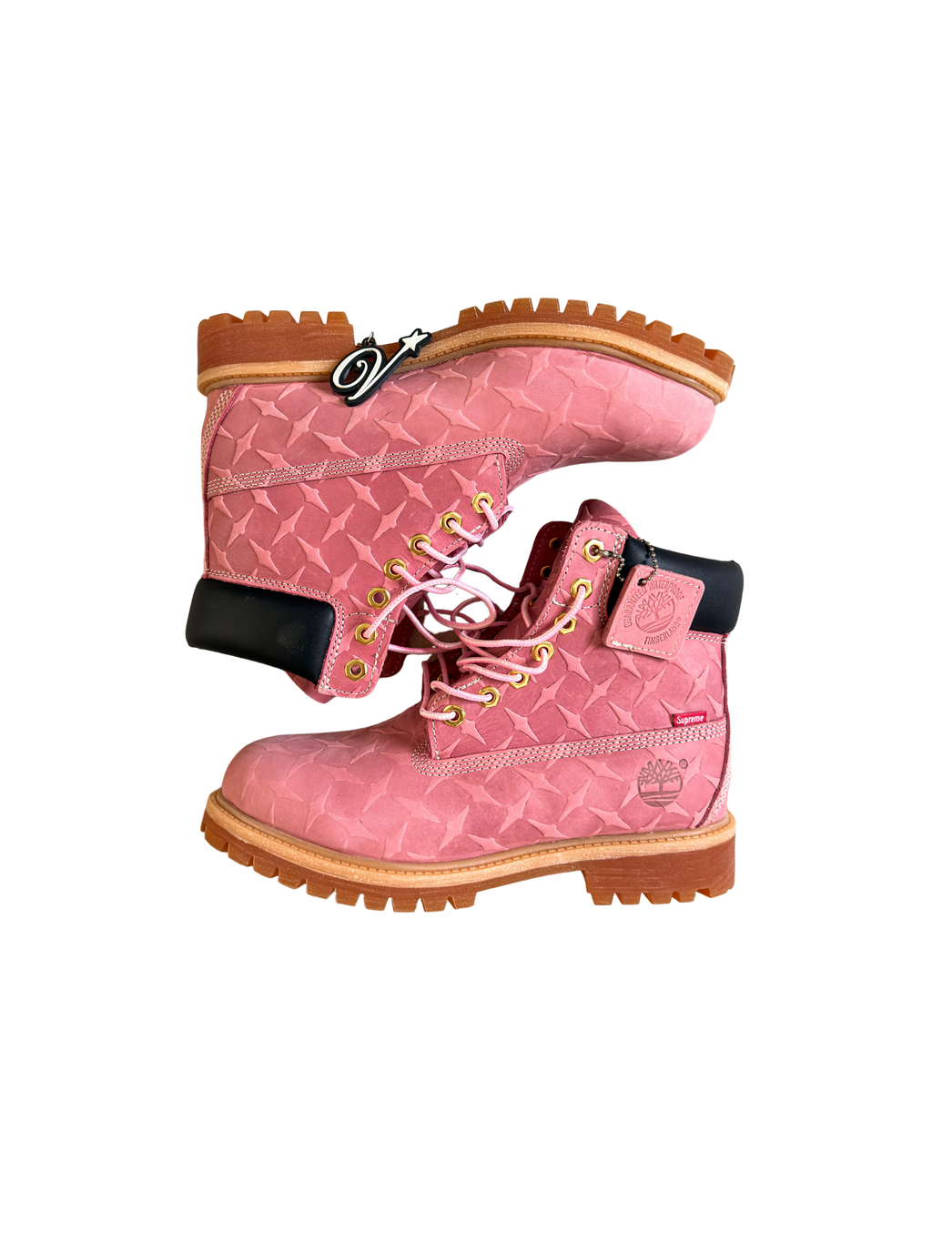 Supreme x Timberland Diamond Plate Pink 6-Inch Premium Waterproof Boots