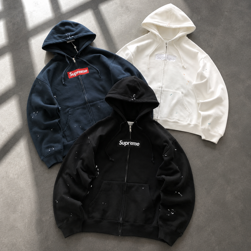 Supreme x MM6 Box Logo Zip Up Hoodie