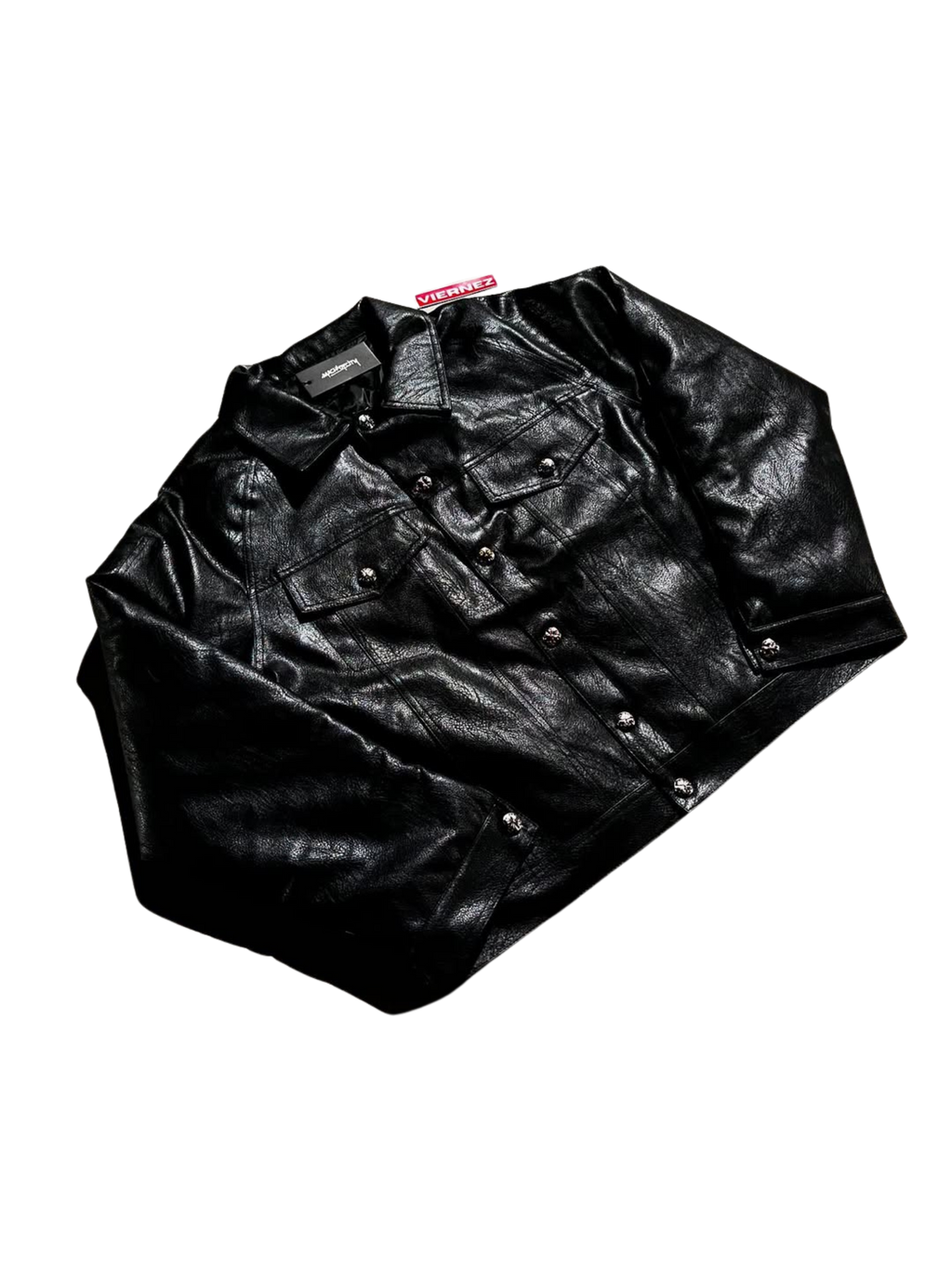 CH inspired blackout leather jacket