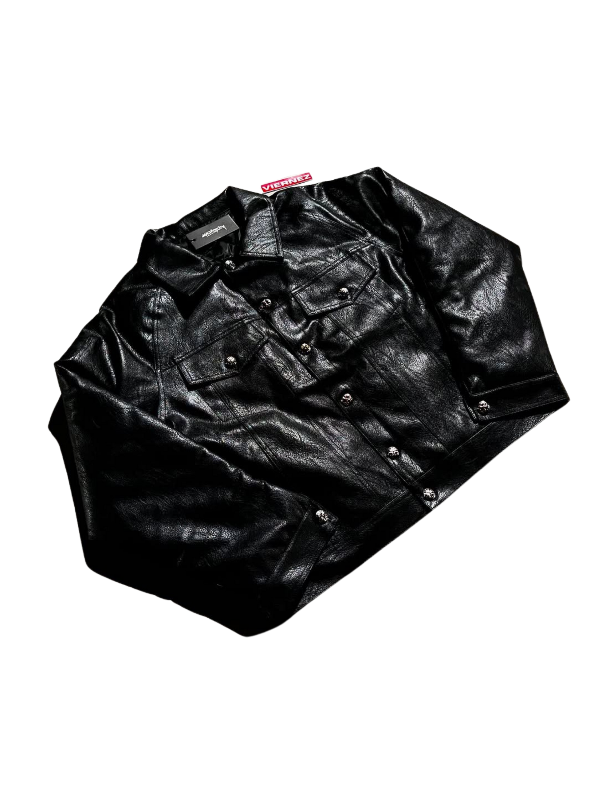 CH inspired blackout leather jacket