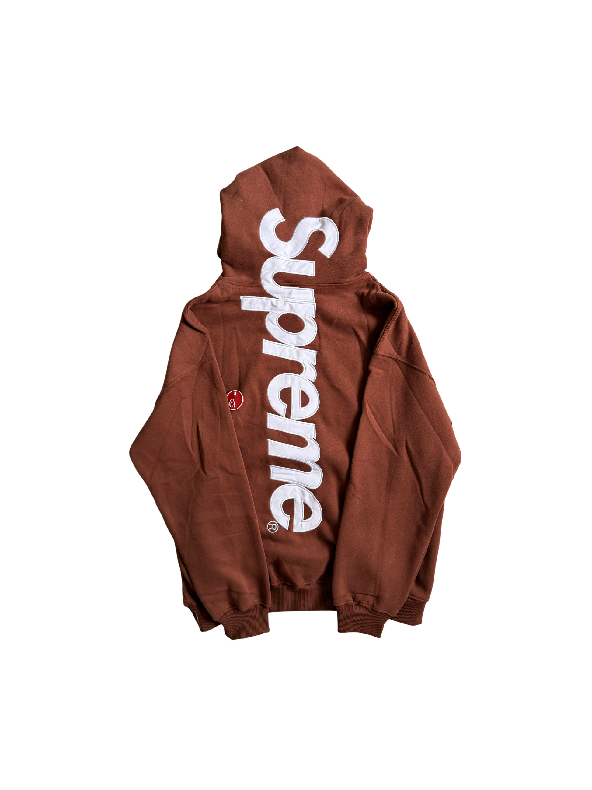 Supreme Satin Appliqué Hoodie Brown - MEDIUM