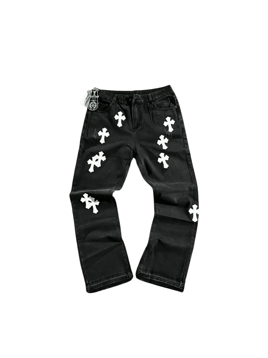 CH White Cross Flared Pants