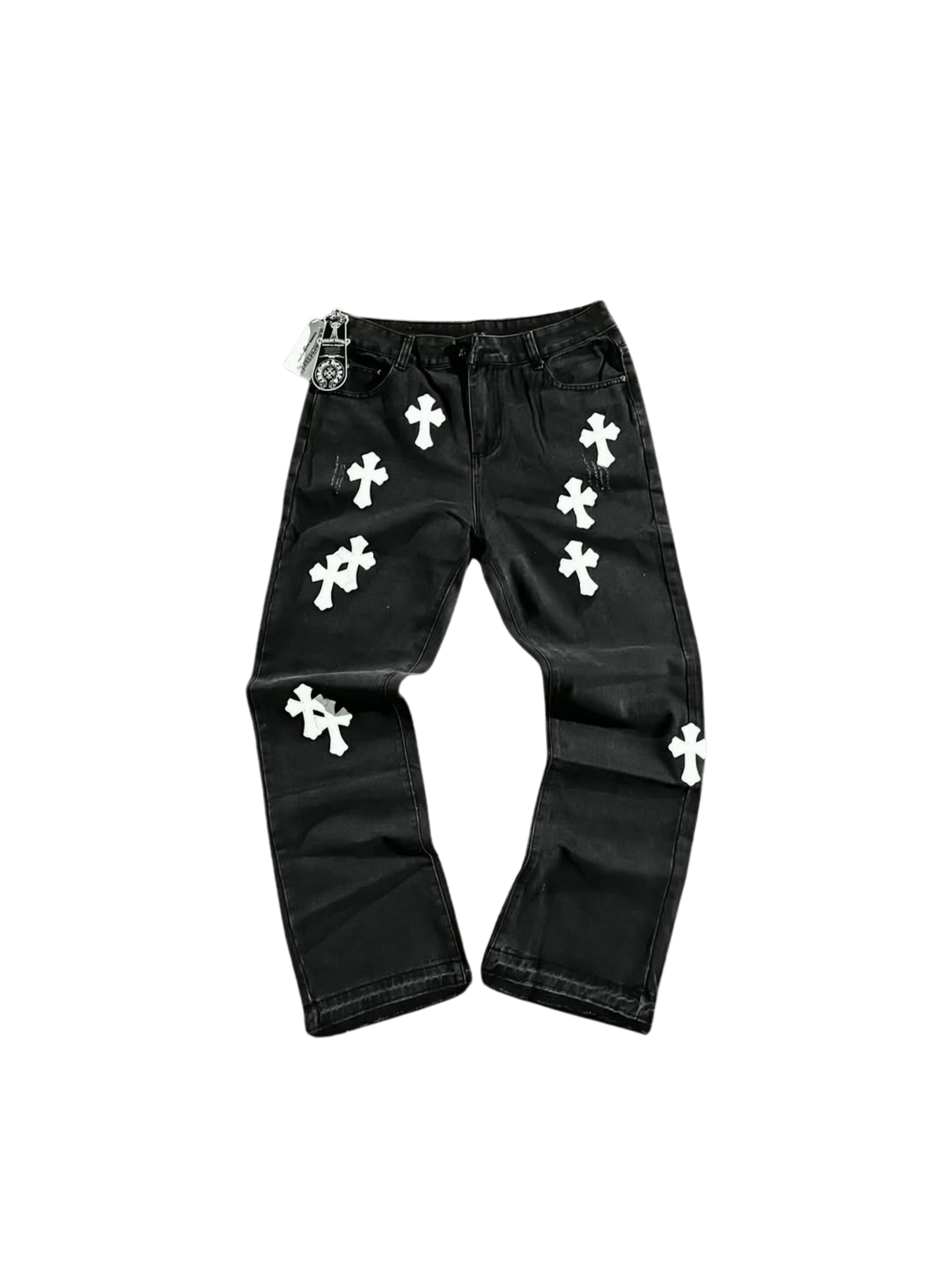 CH White Cross Flared Pants