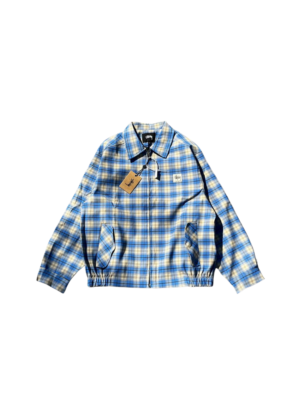 Stussy Blue Plaid Collared Coach Jacket (24SS)