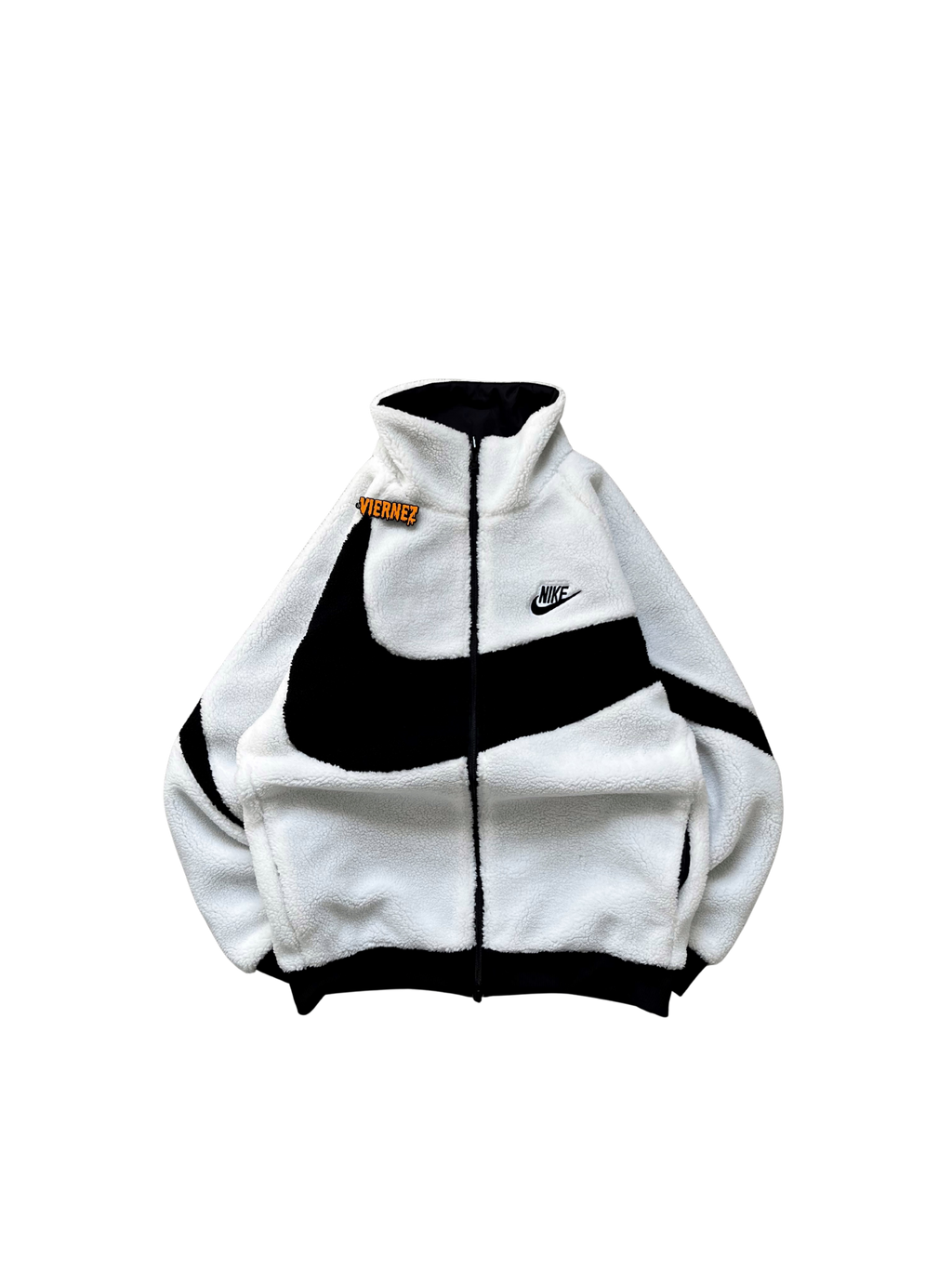 Nike swoosh fleece reversible jacket in polar white