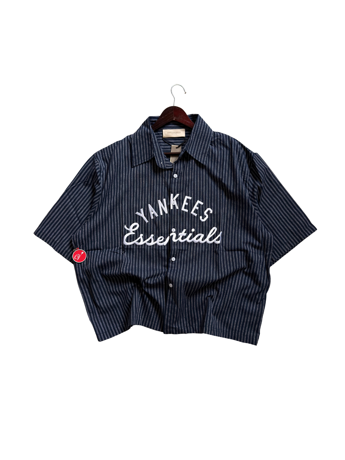Yankees X Fog Pinstripe Polo in Navy Blue Medium - ON HAND