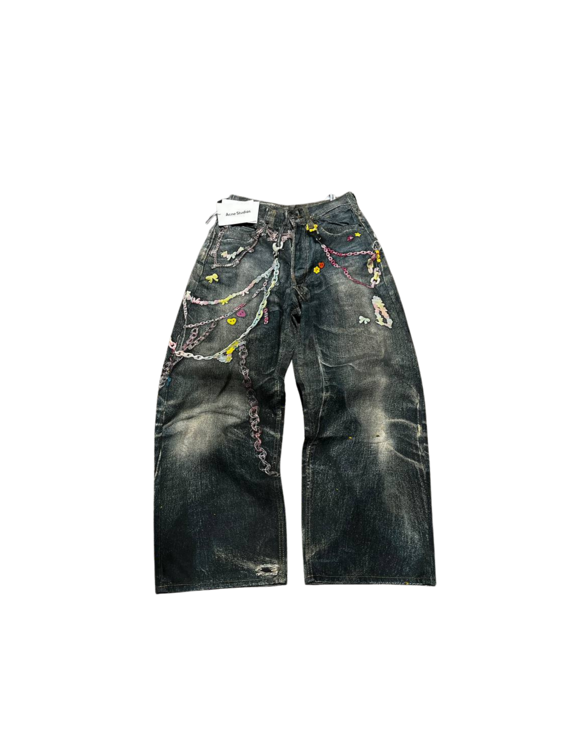 Acne Studios Trompe 1981 l’oeil Pink Chain Denim Jeans
