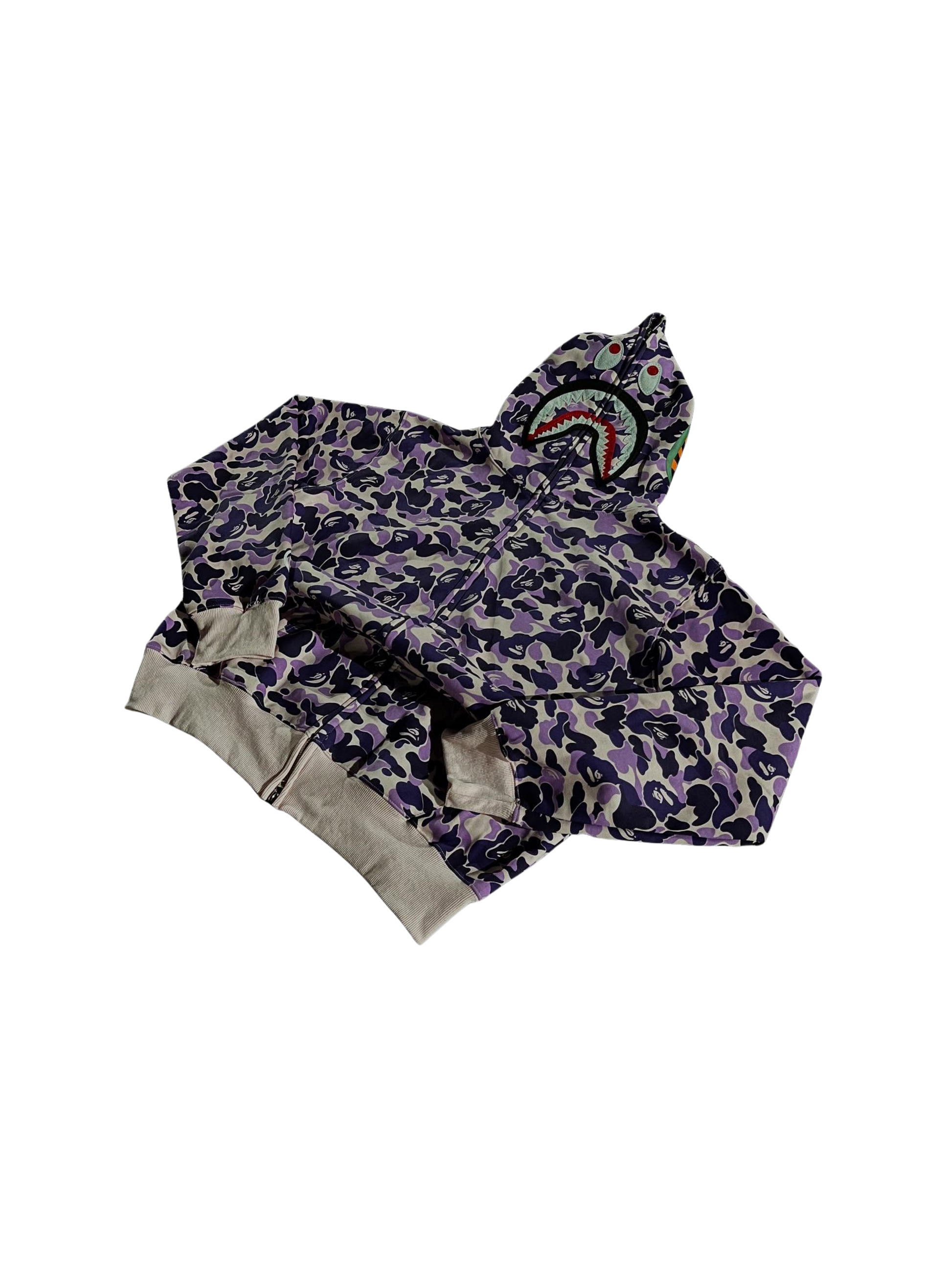 Bape shark camo in purple hoodie