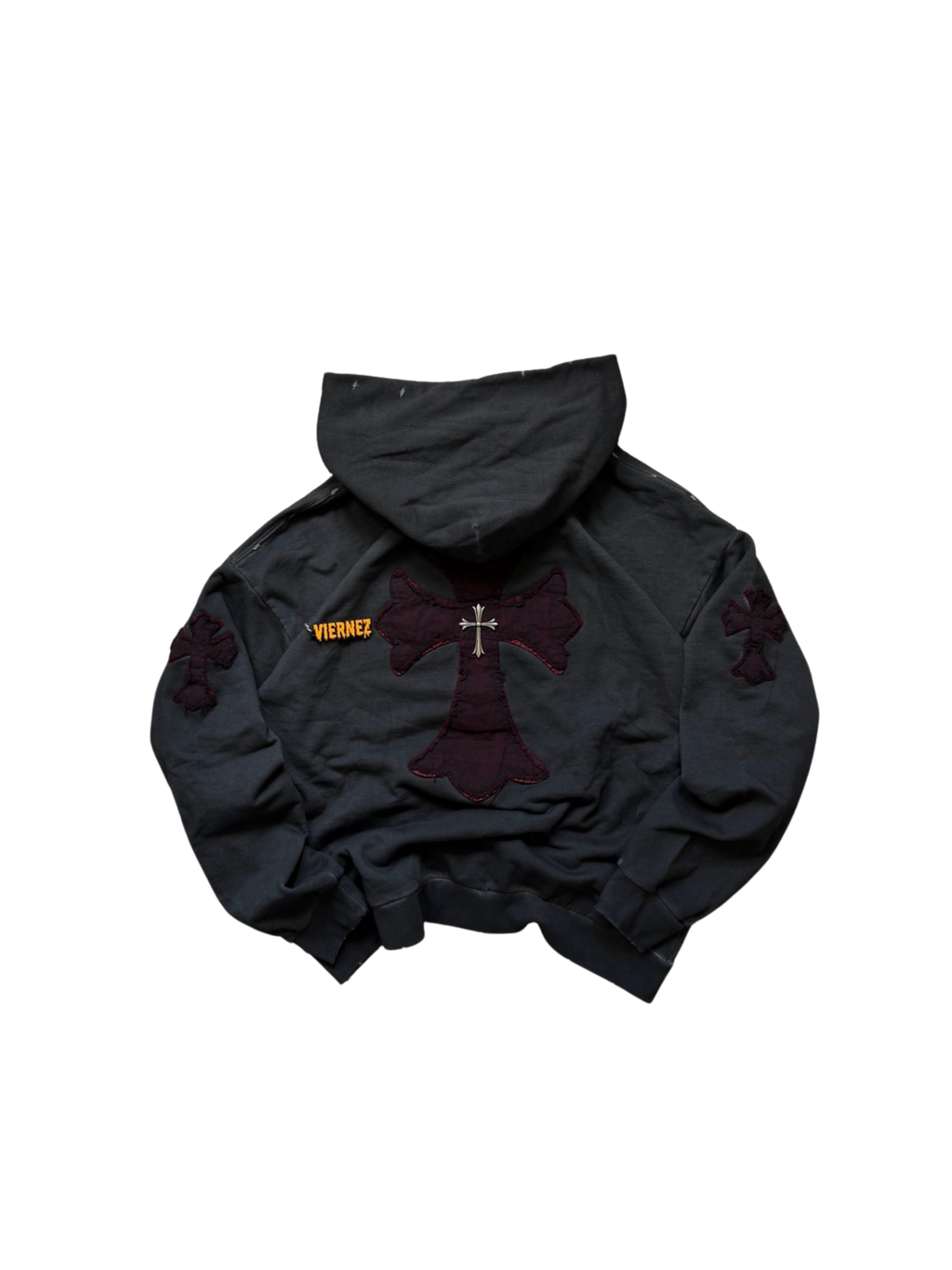 Chrome Hearts Gothic Patchwork Distressed Hoodie
