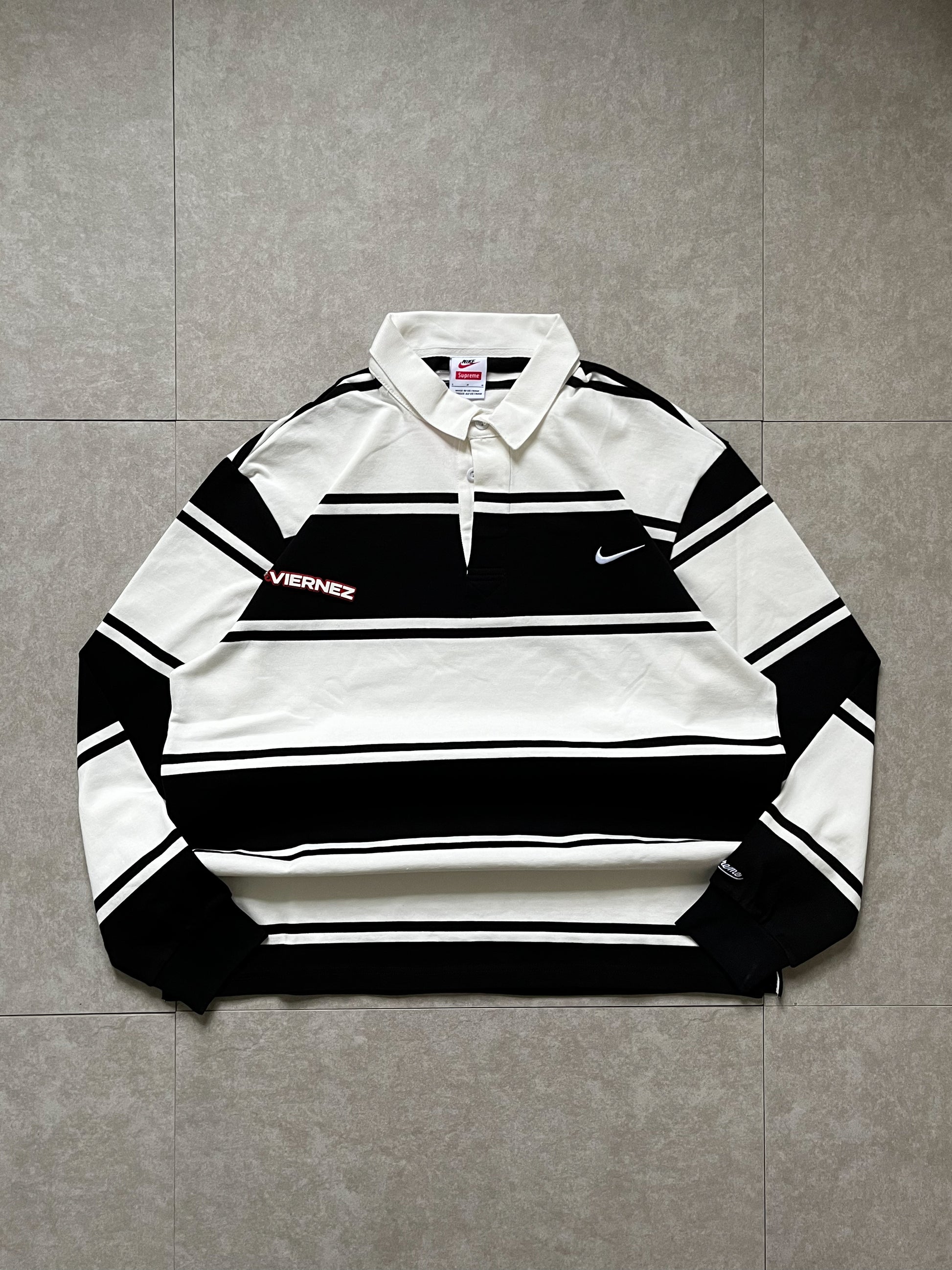 Supreme x Nike Swoosh Stripe Rugby Polo