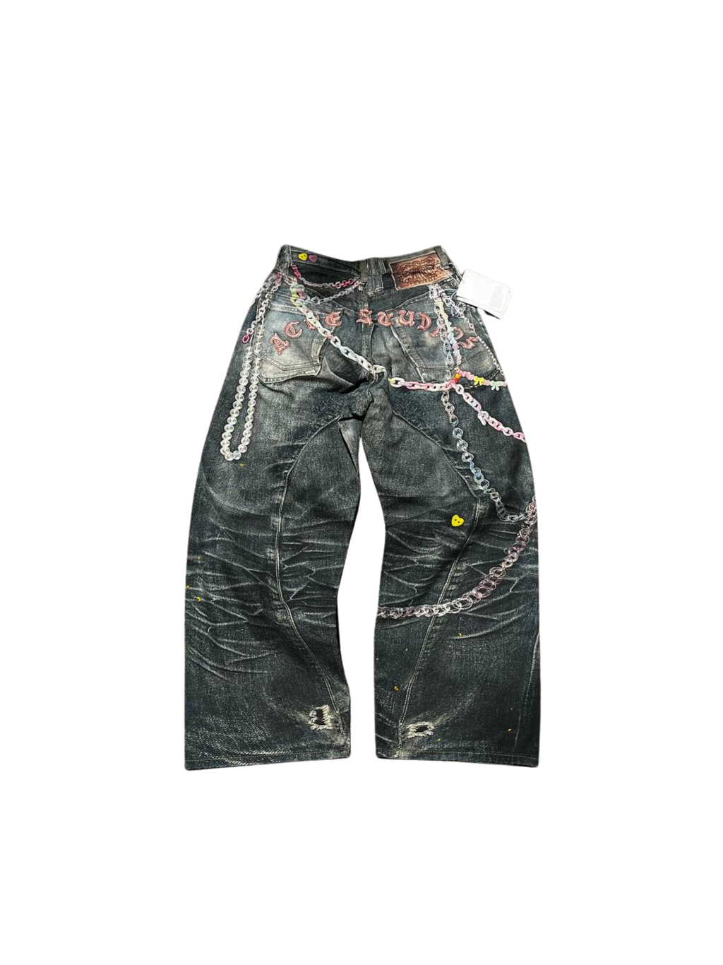 Acne Studios Trompe 1981 l’oeil Pink Chain Denim Jeans