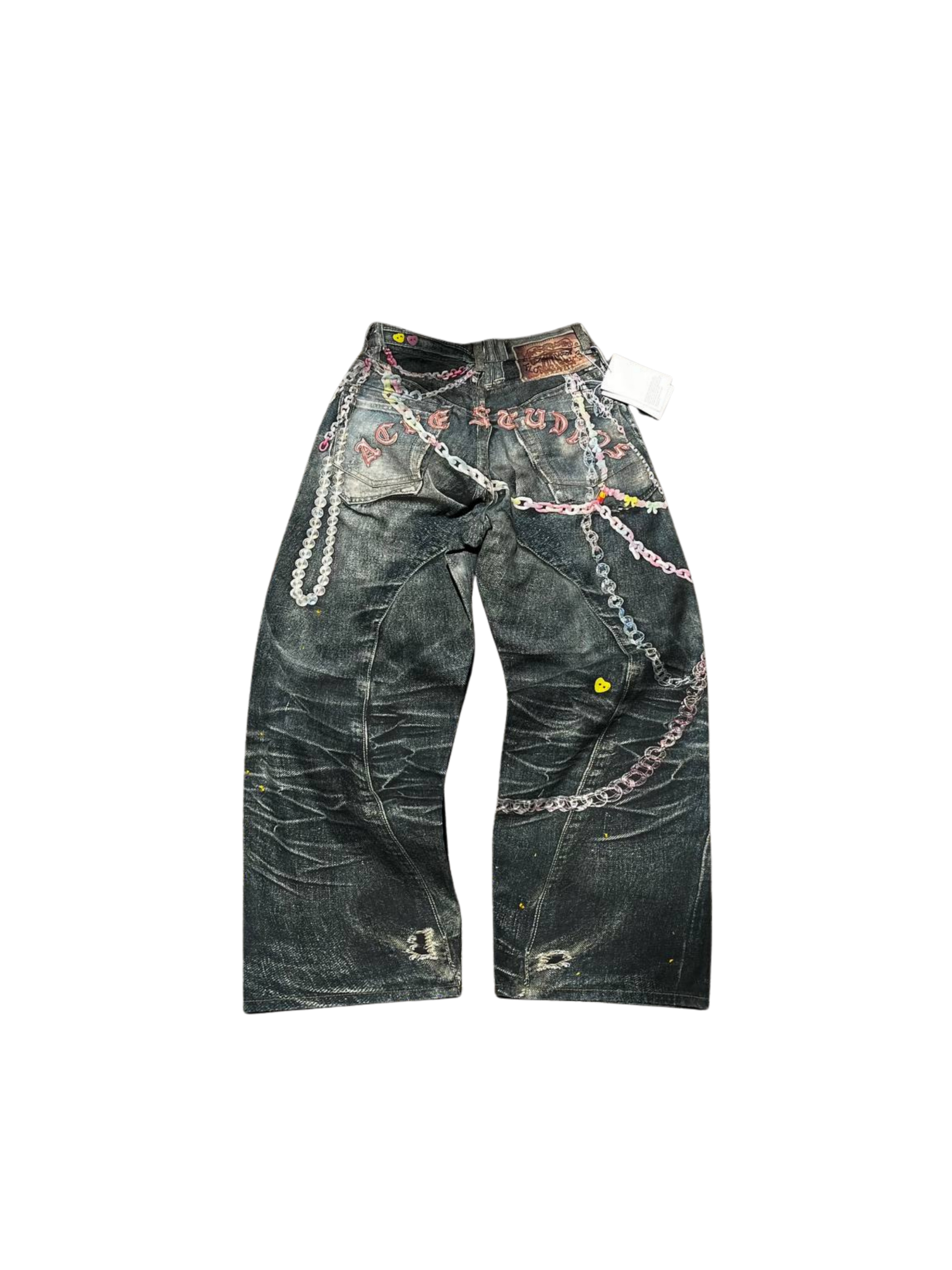 Acne Studios Trompe 1981 l’oeil Pink Chain Denim Jeans
