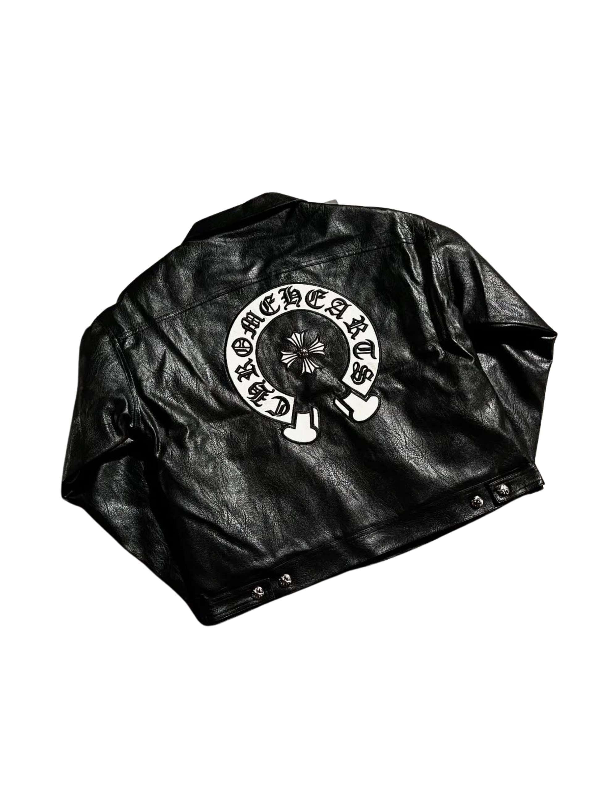 CH inspired blackout leather jacket