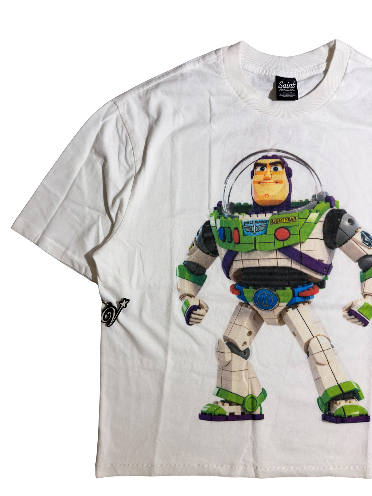 Saint Buzz Lightyear pizza planet tee