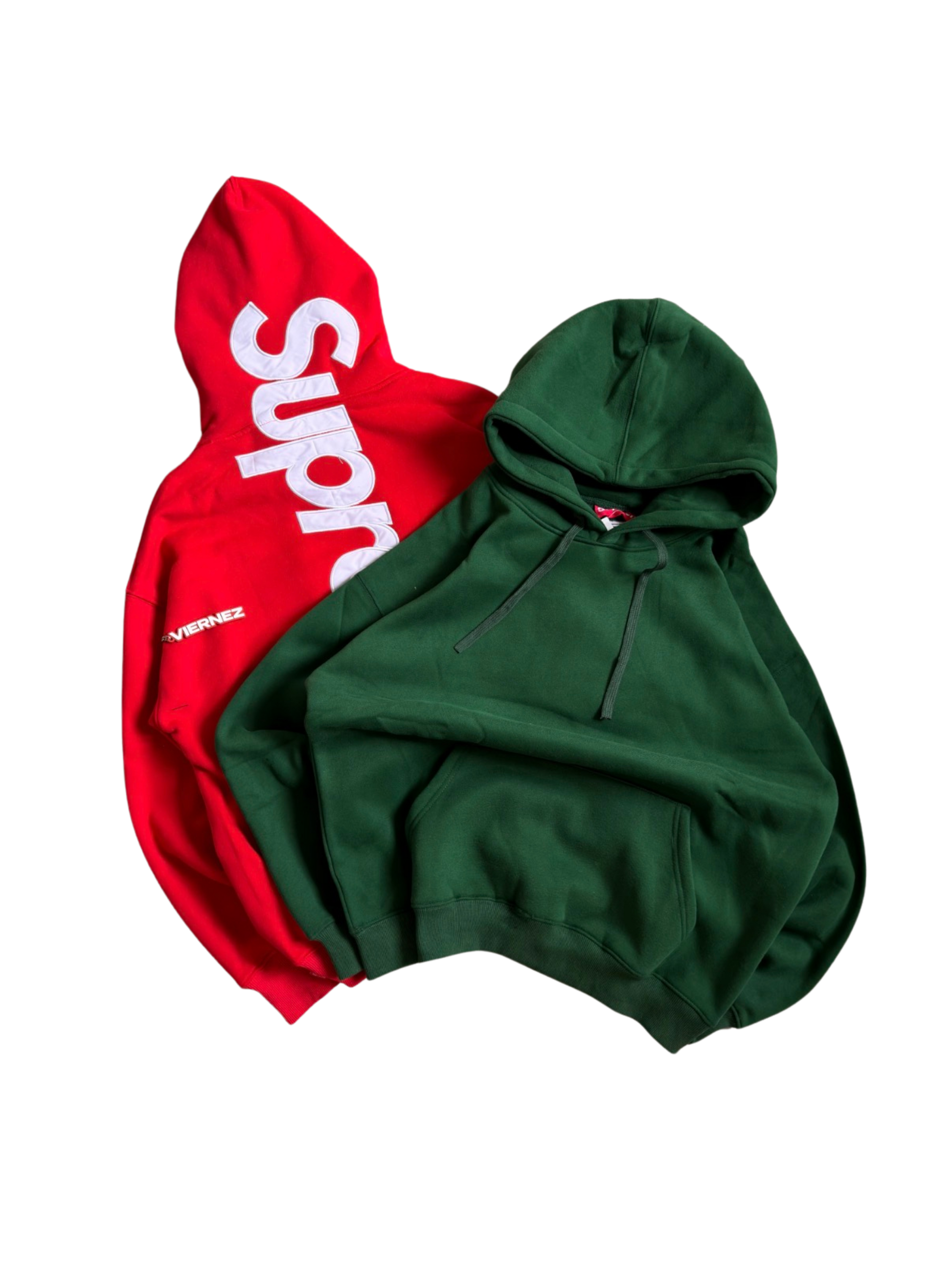 Supreme Satin Appliqué Hoodie (Green and Red)
