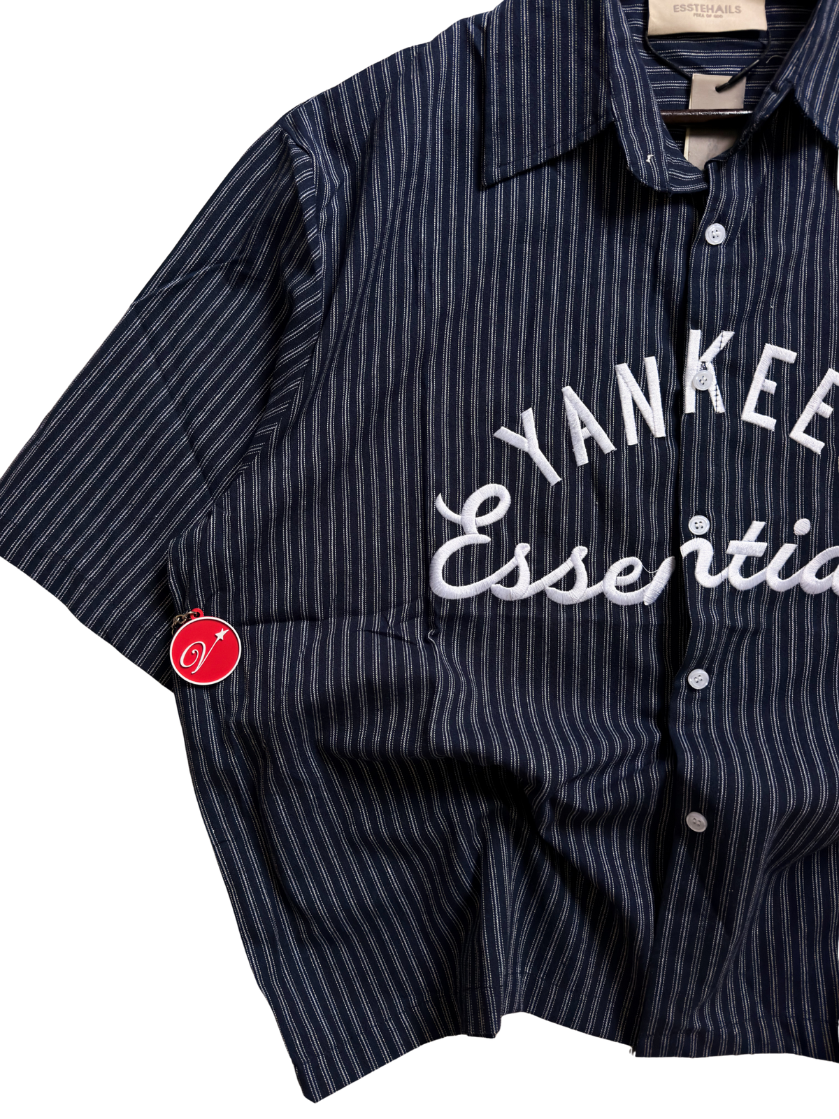 Yankees X Fog Pinstripe Polo in Navy Blue Medium - ON HAND