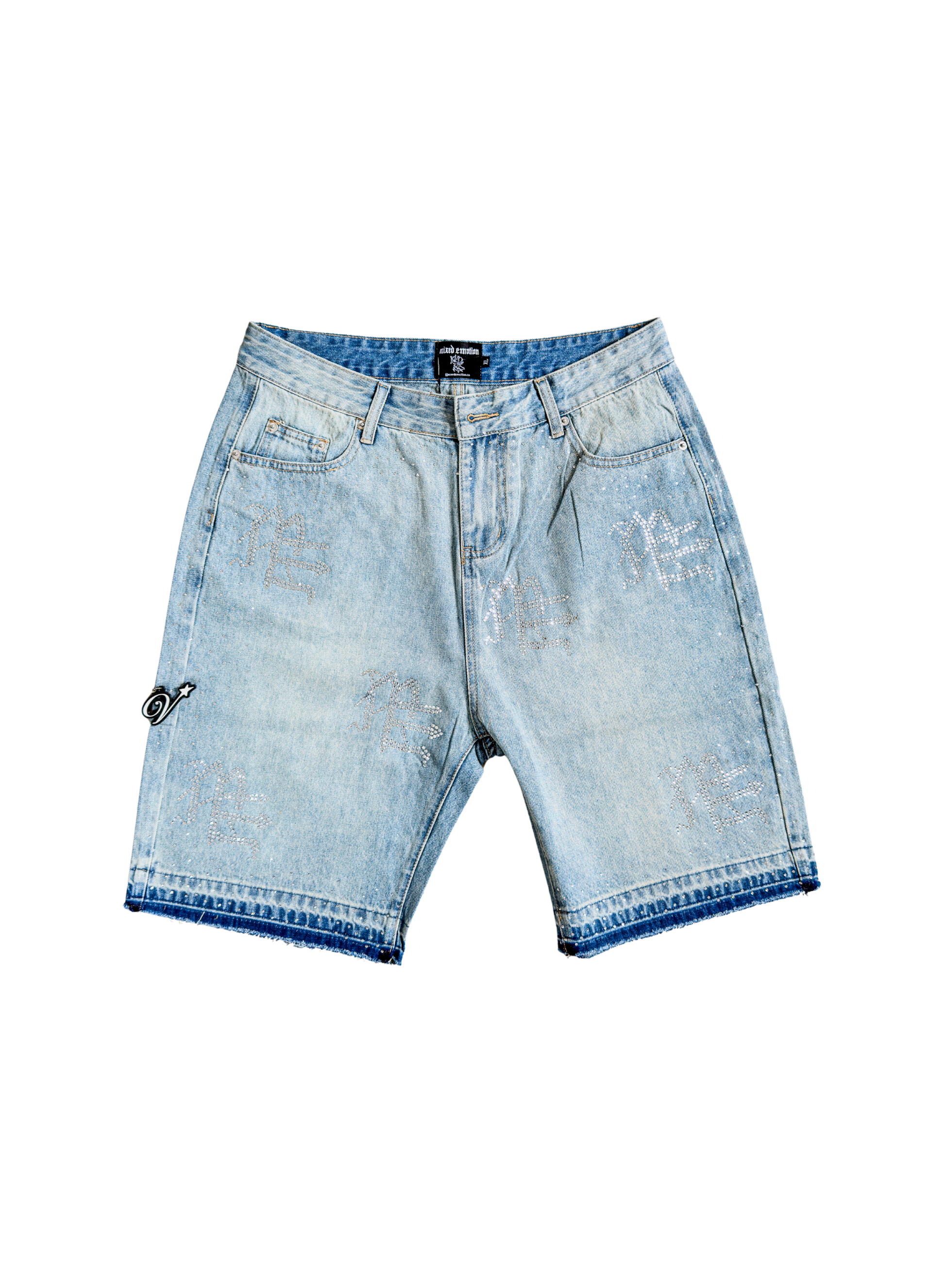 Mixed Emotion Rhinestone Denim Shorts