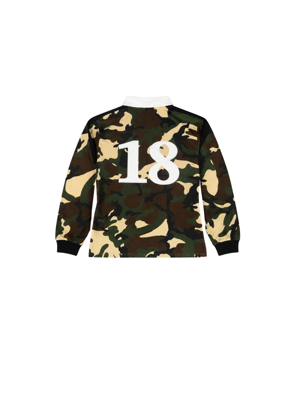 Corteiz Panelled Rugby Top in Woodland Camo