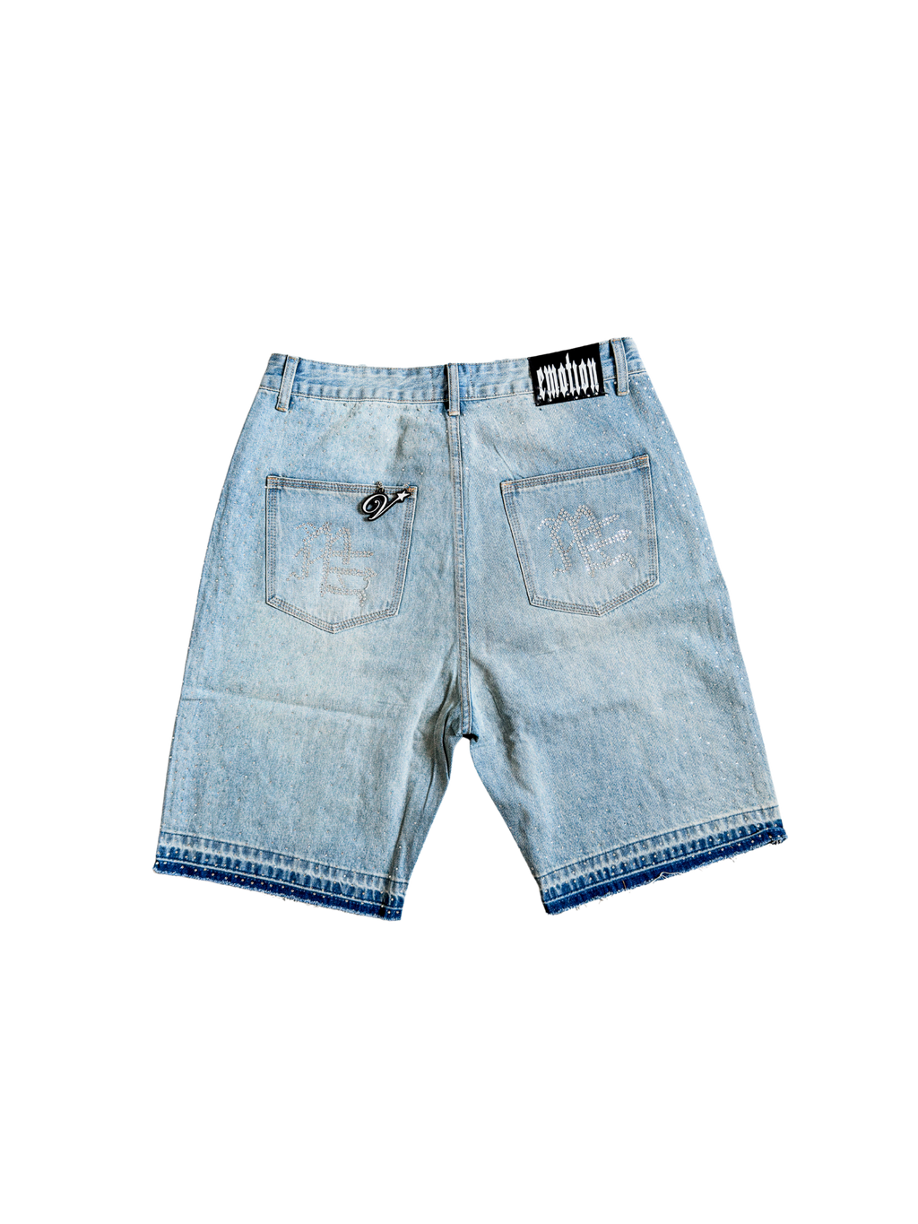 Mixed Emotion Rhinestone Denim Shorts XL - ON HAND