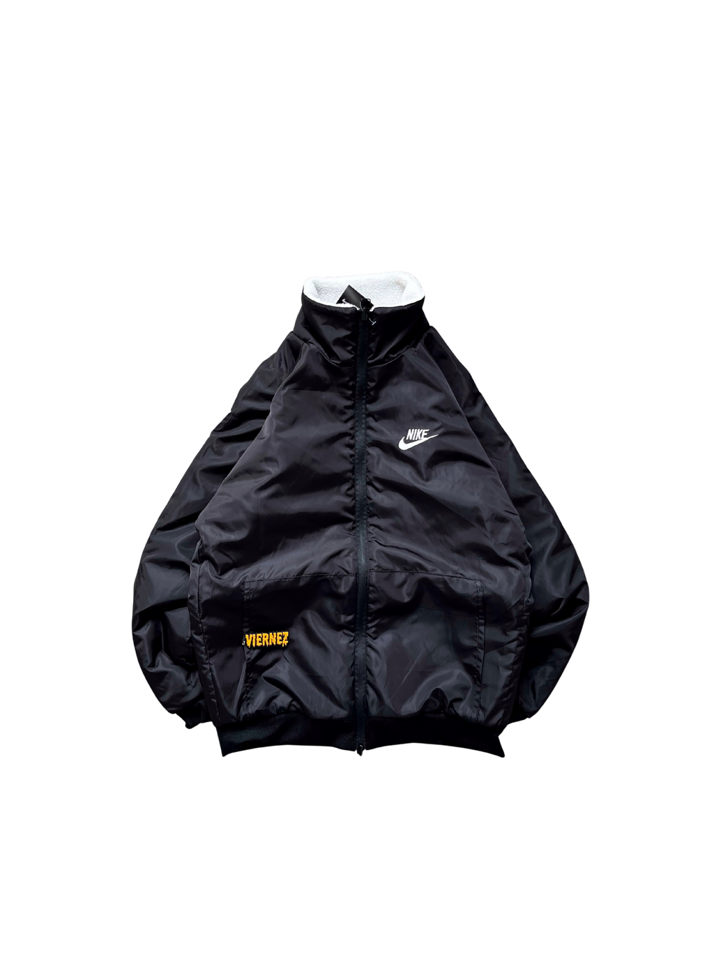 Nike swoosh fleece reversible jacket in polar white
