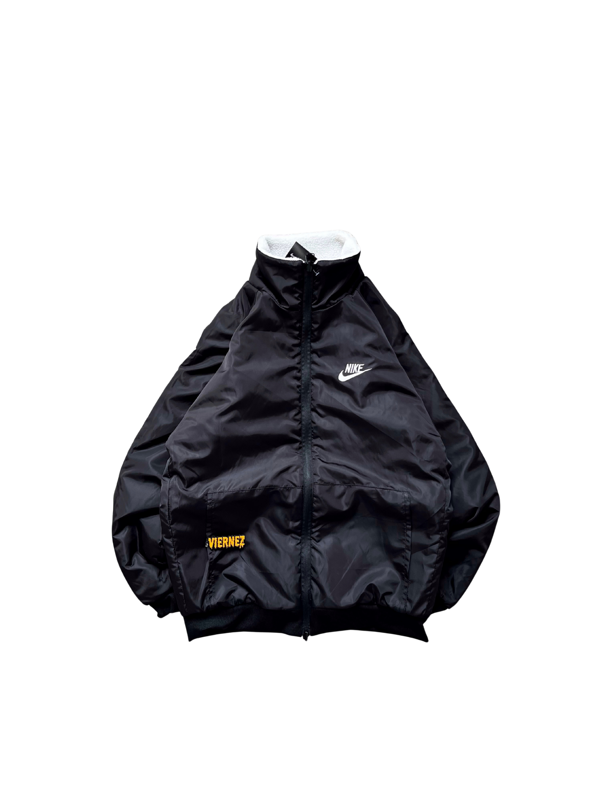 Nike swoosh fleece reversible jacket in polar white