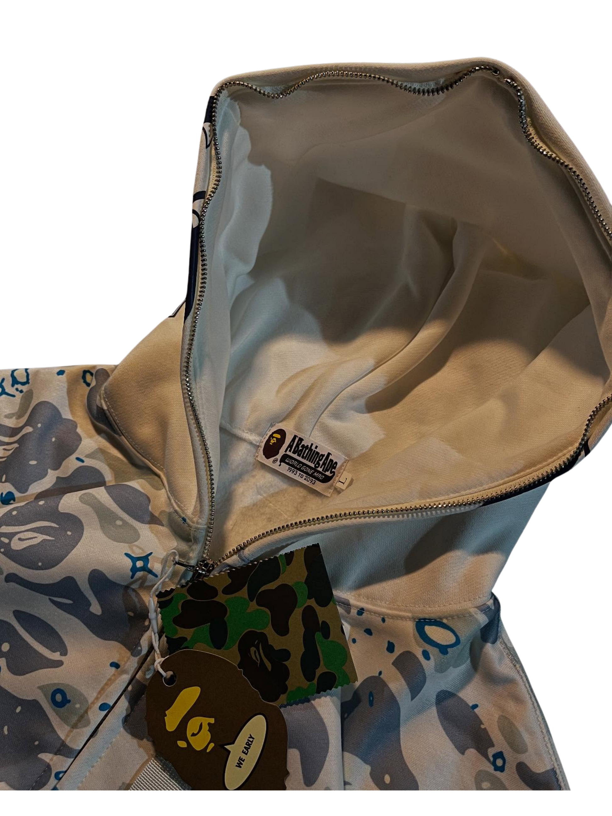 Bape shark camo white hoodie