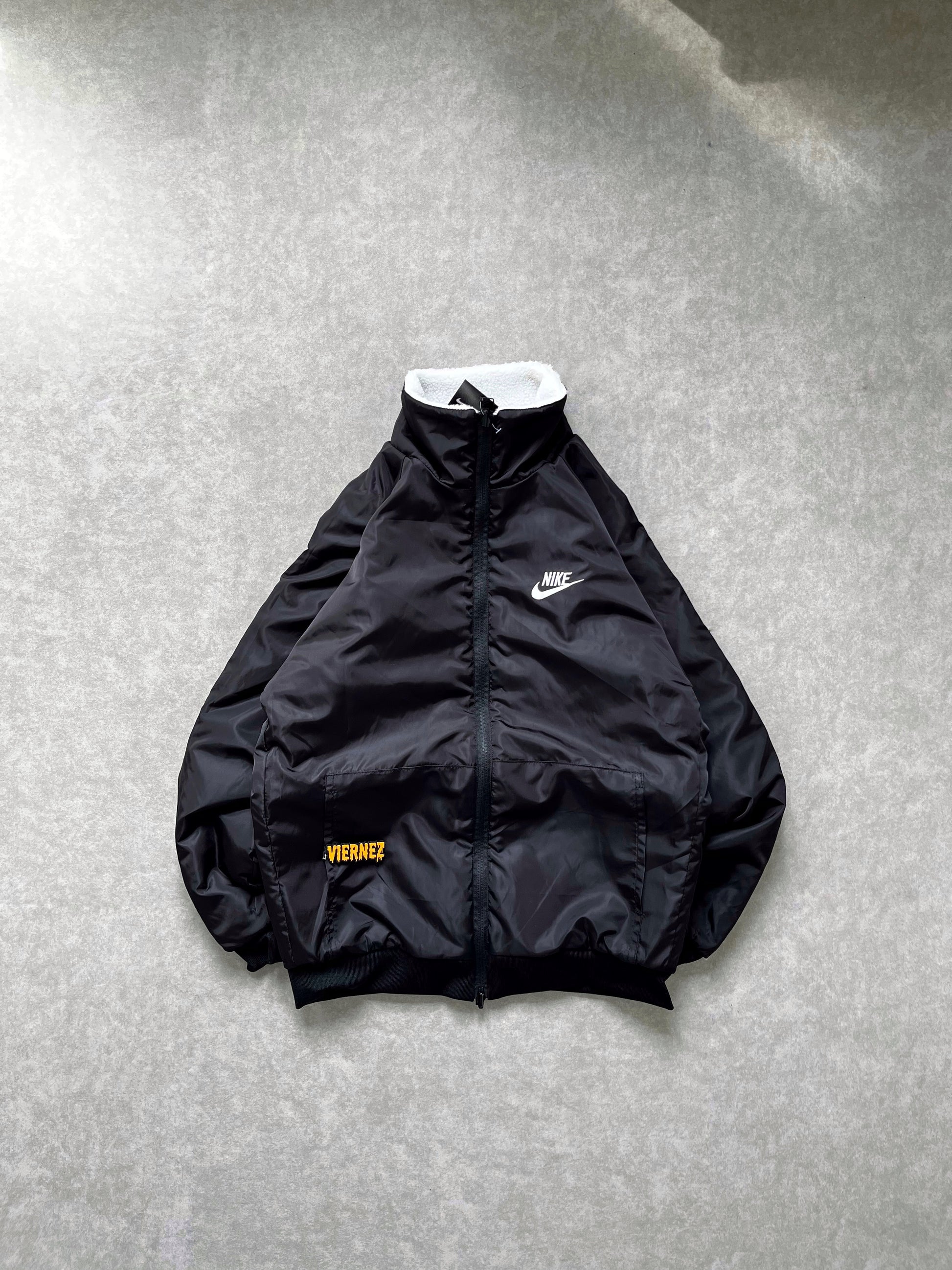 Nike swoosh fleece reversible jacket in polar white