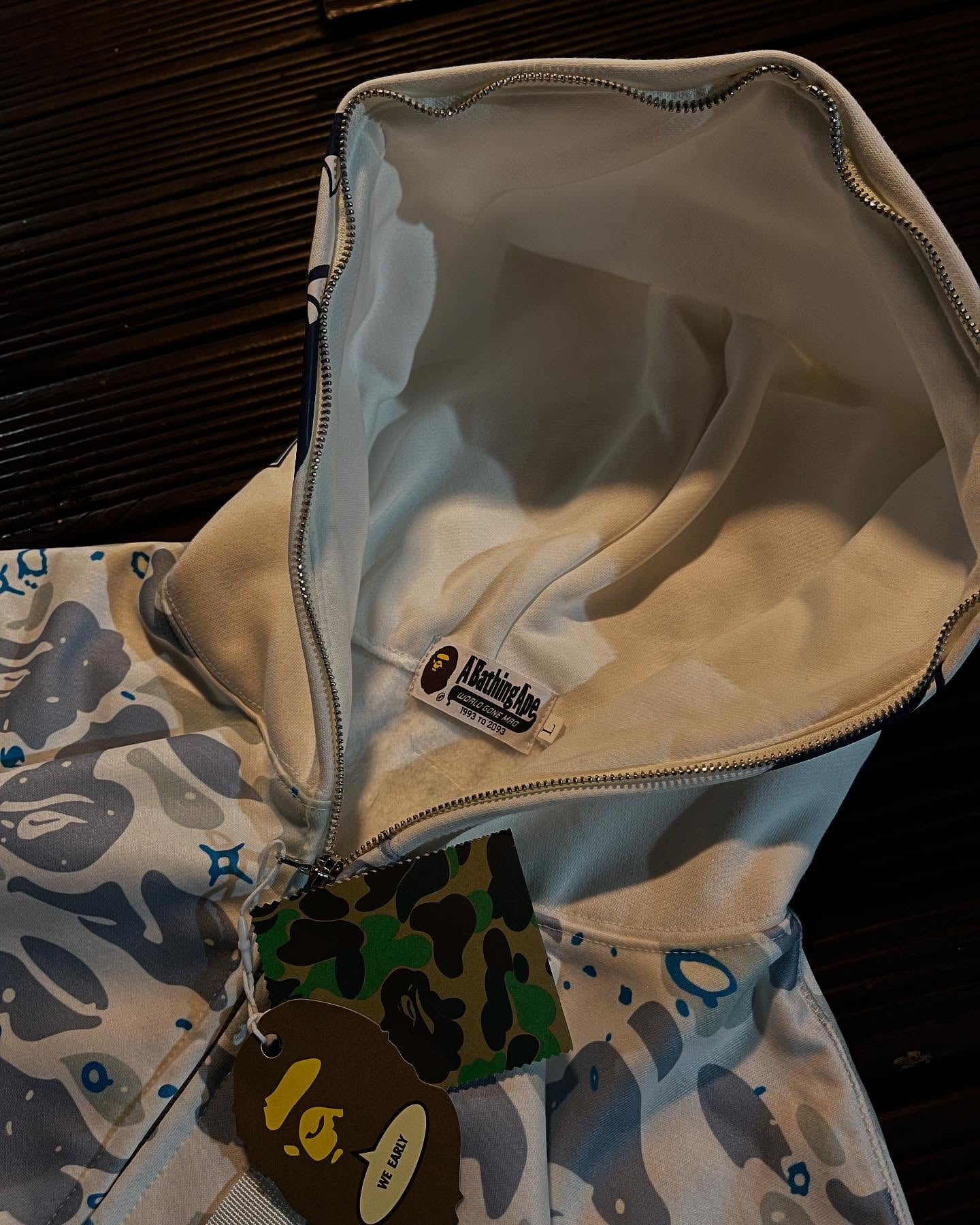 Bape shark camo white hoodie