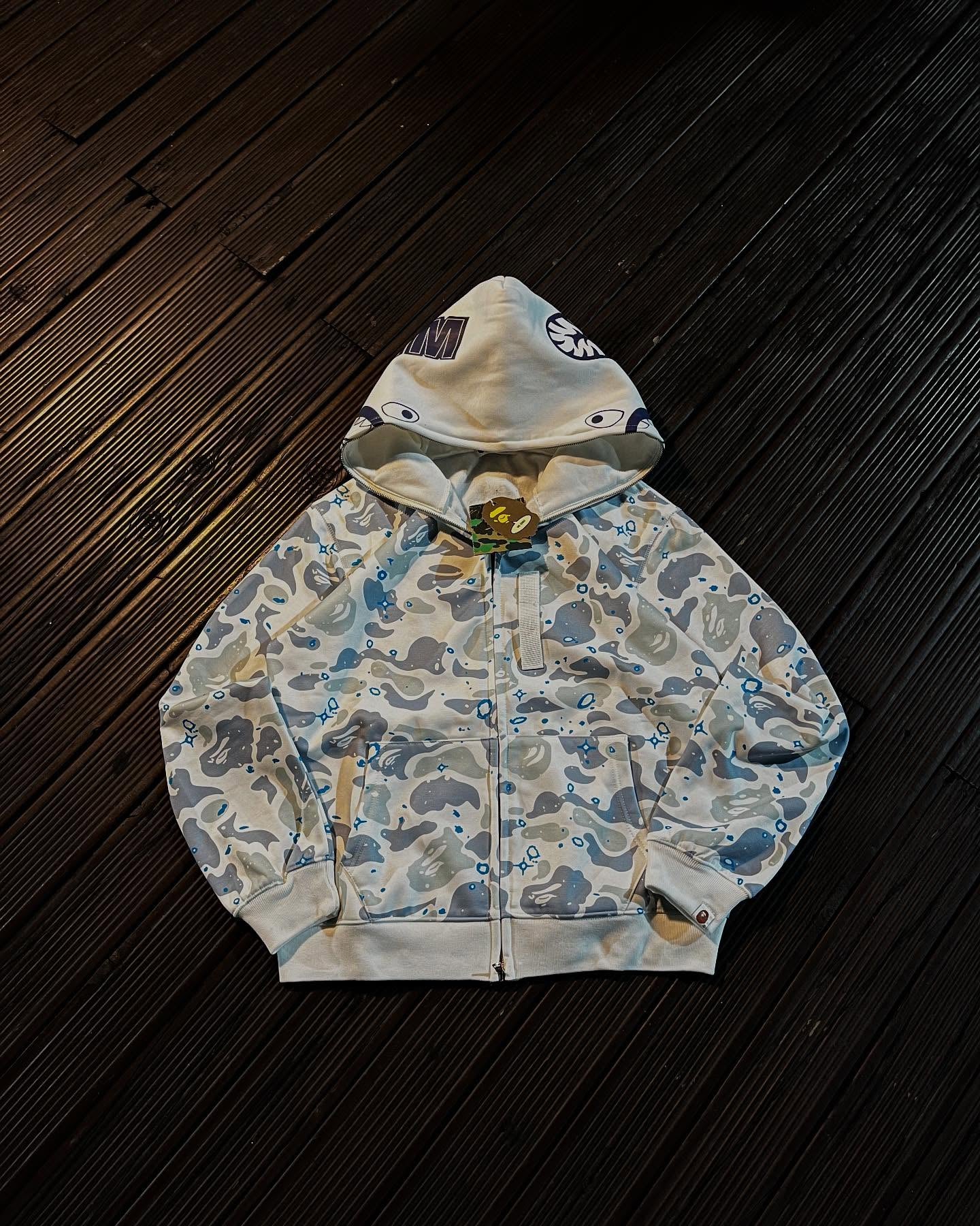Bape shark camo white hoodie