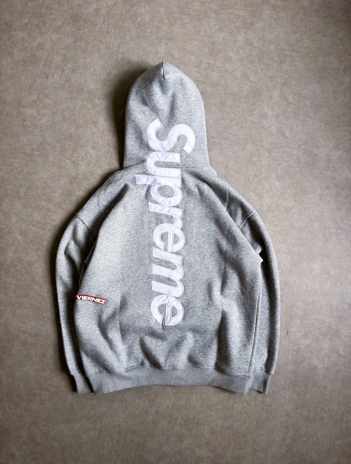 Supreme Satin Appliqué Hoodie Gray - MEDIUM (On hand)