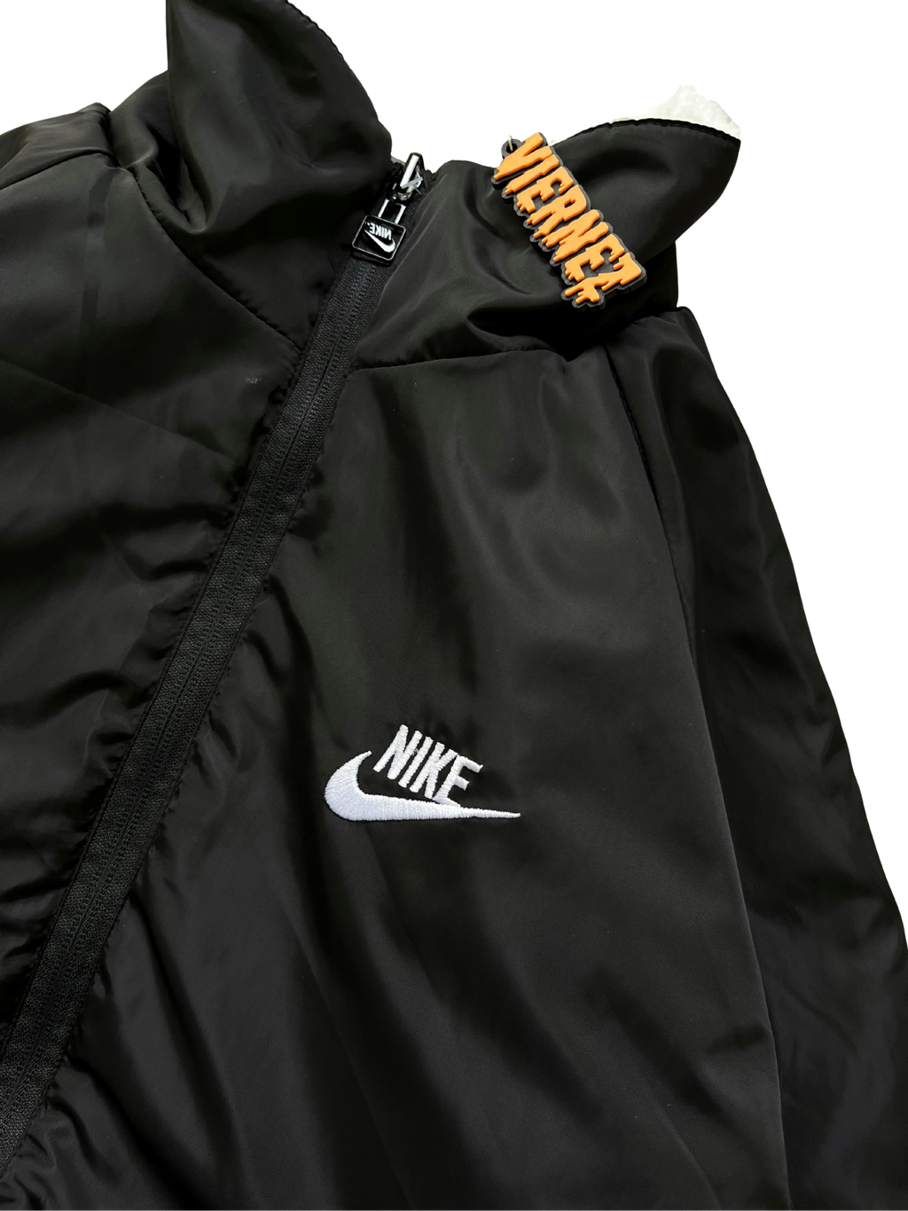 Nike swoosh fleece reversible jacket in polar white