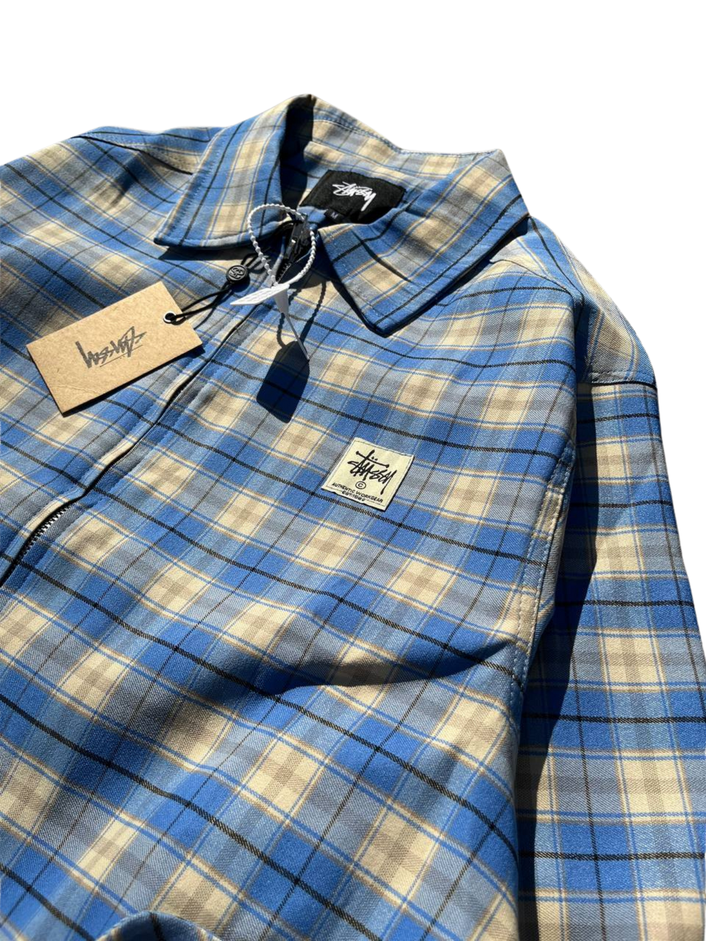 Stussy Blue Plaid Collared Coach Jacket (24SS)