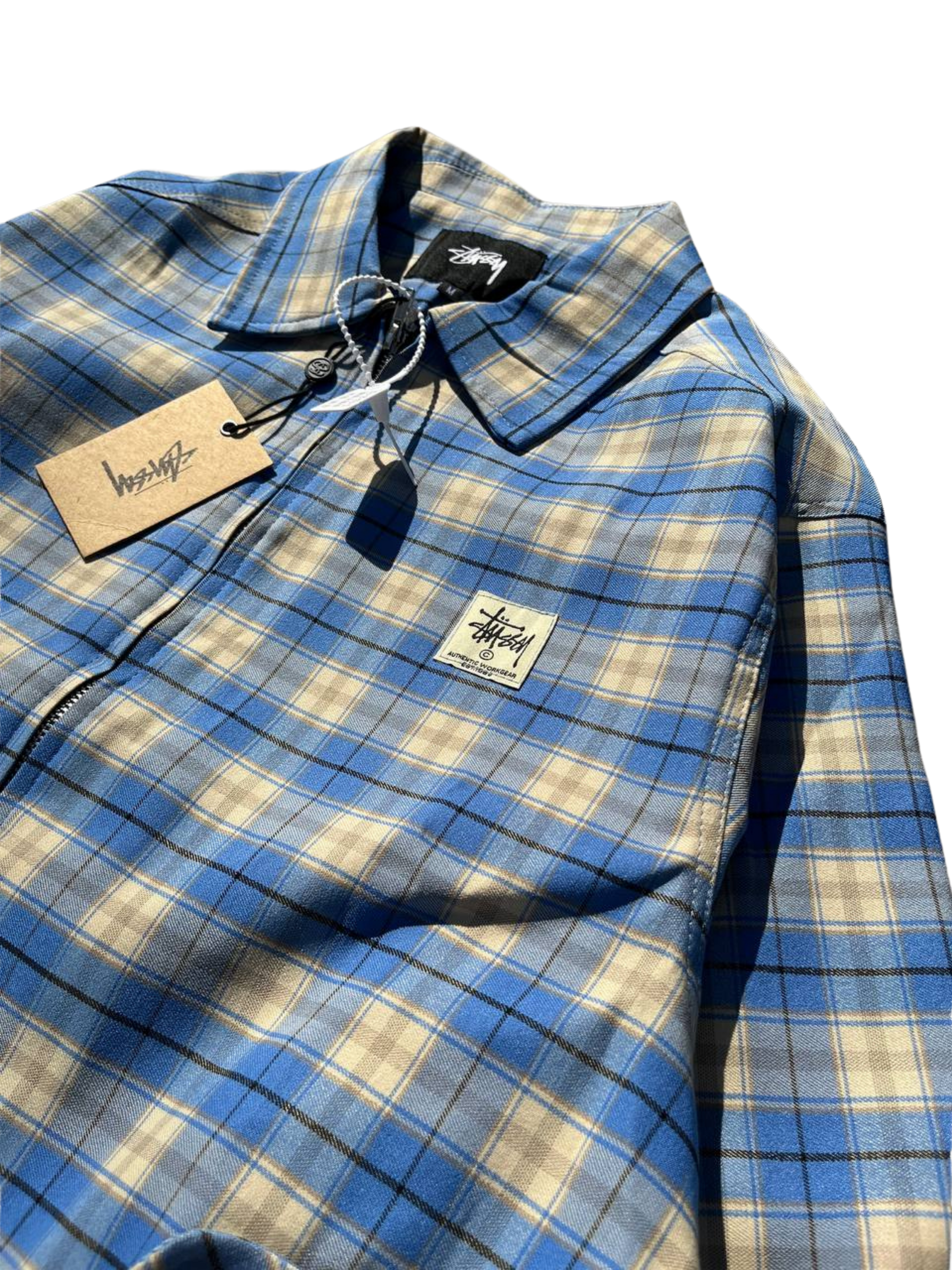Stussy Blue Plaid Collared Coach Jacket (24SS)