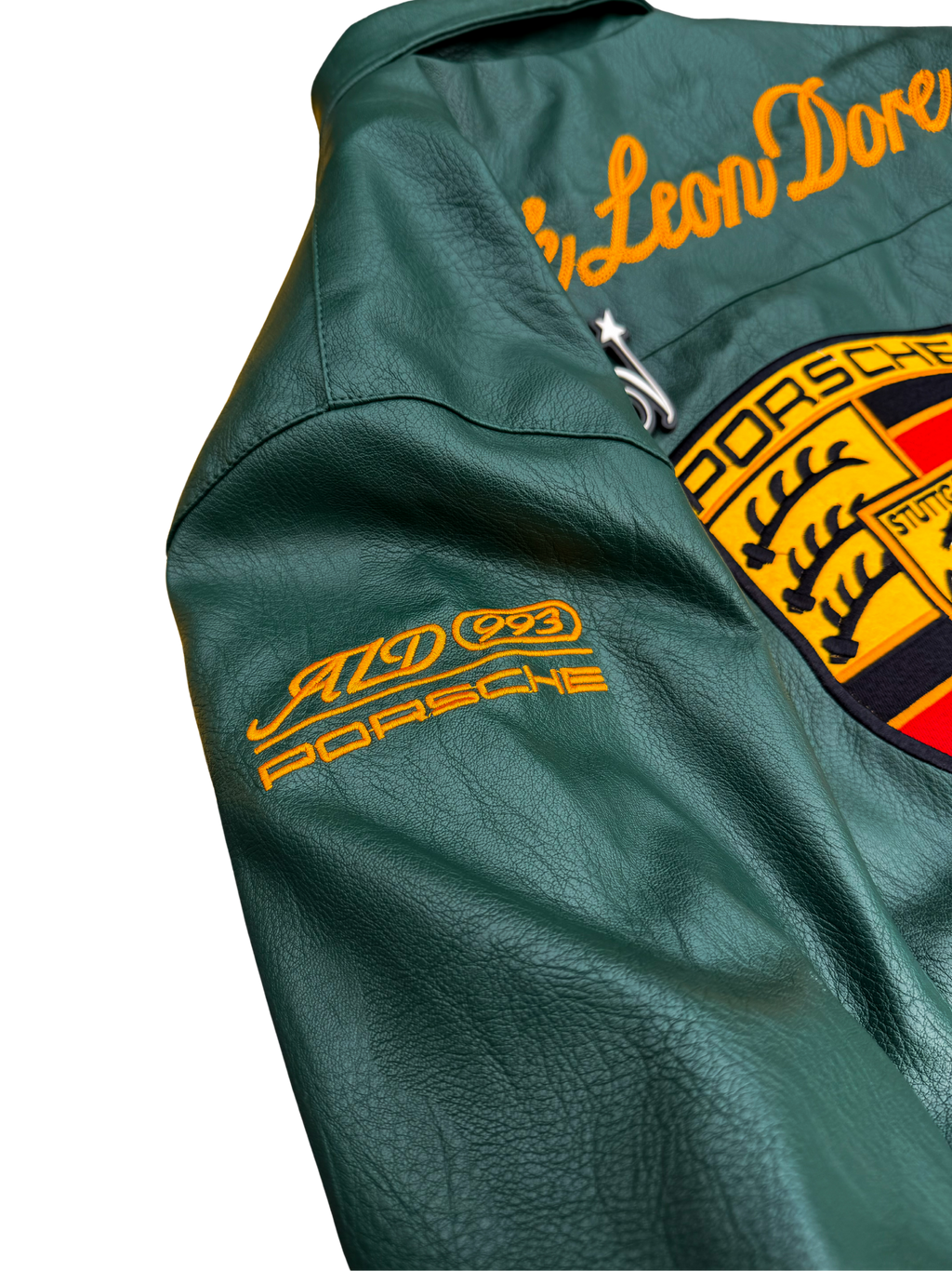 Aime Leon Dore x Porsche 993 Turbo Leather Club Jacket Green