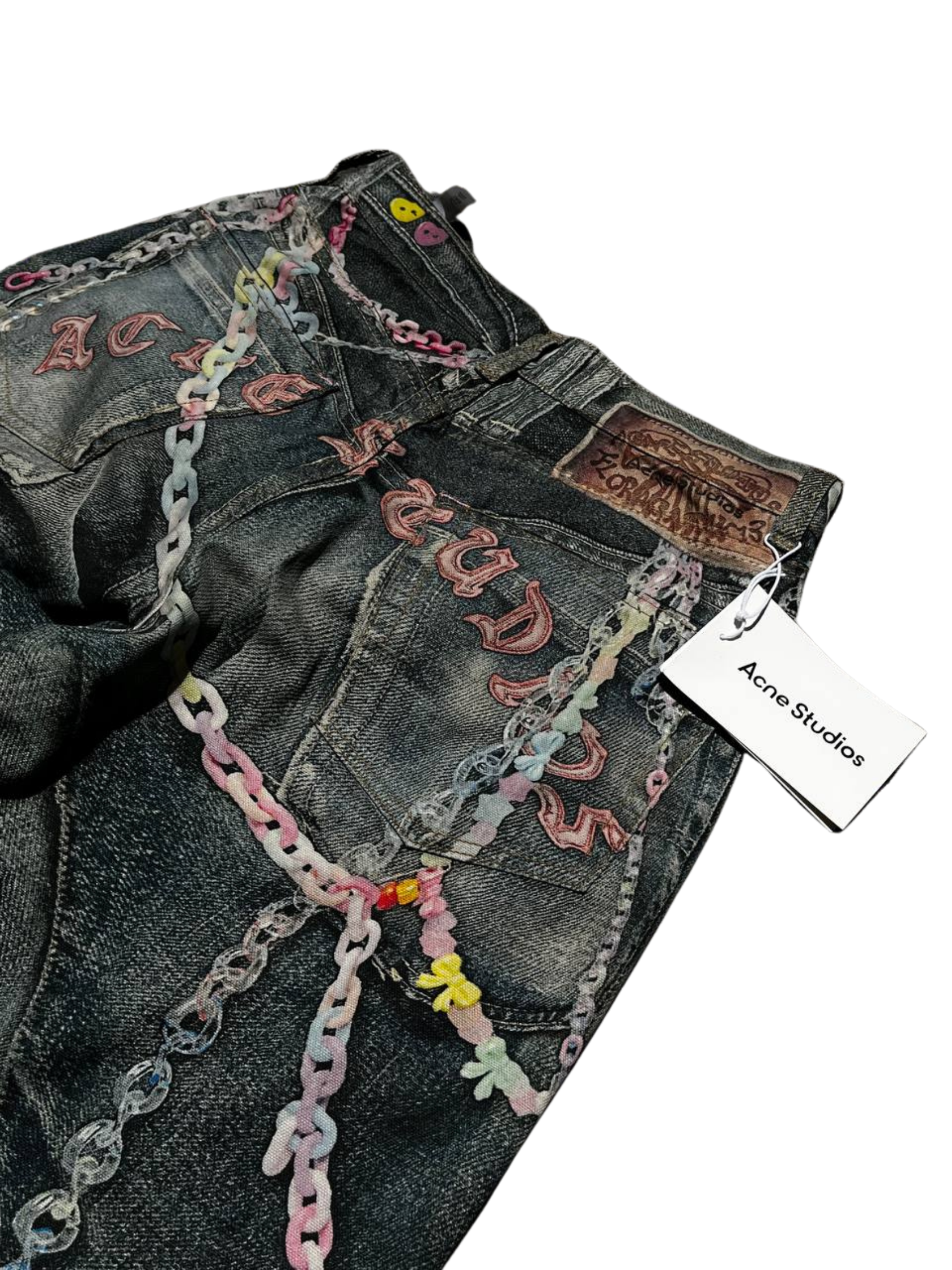 Acne Studios Trompe 1981 l’oeil Pink Chain Denim Jeans