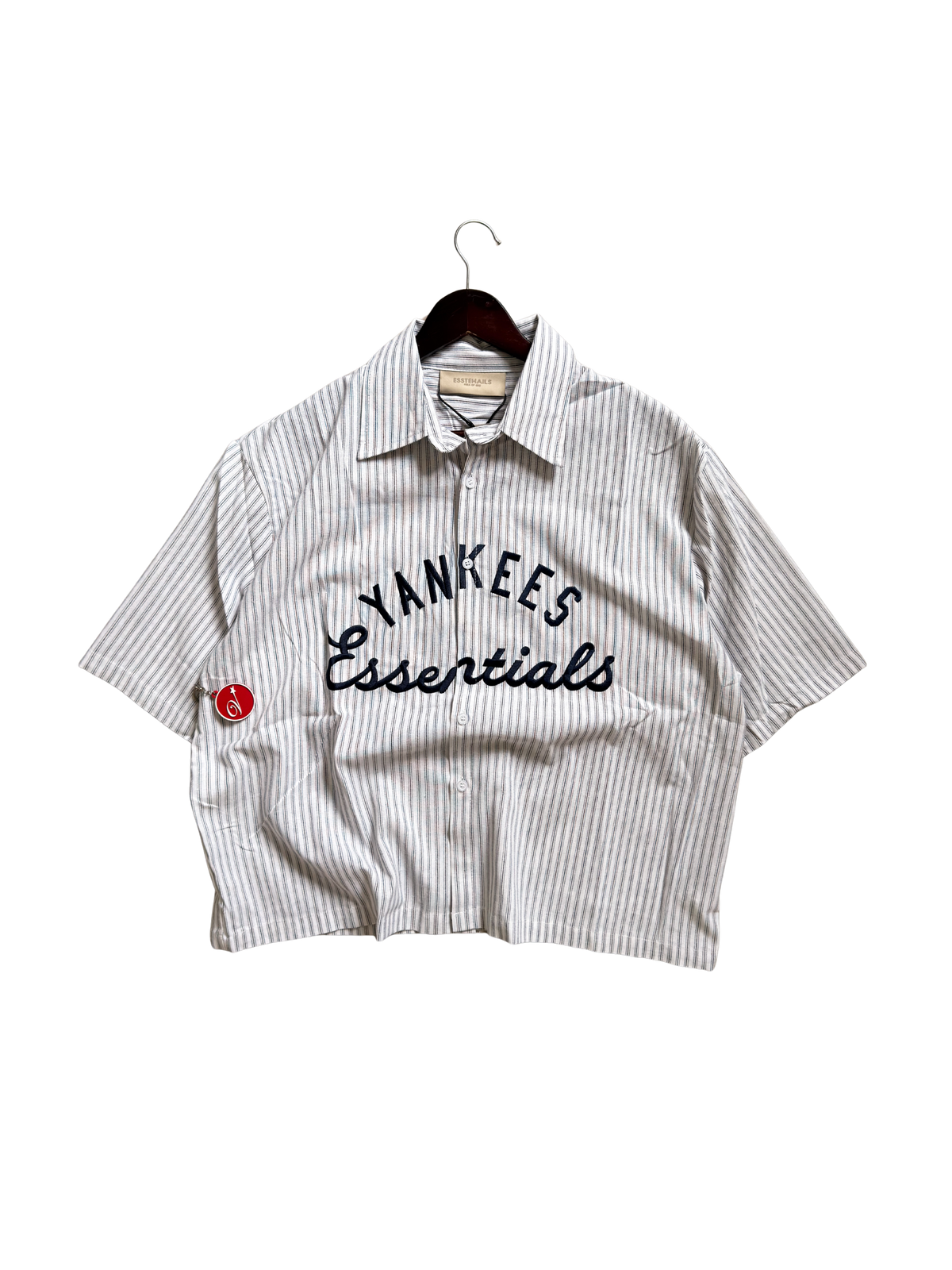 Yankees X Fog Pinstripe Polo in White Medium - ON HAND