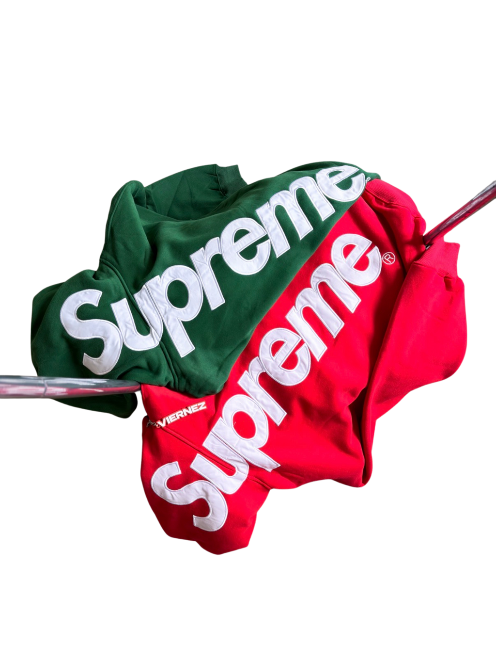 Supreme Satin Appliqué Hoodie (Green and Red)