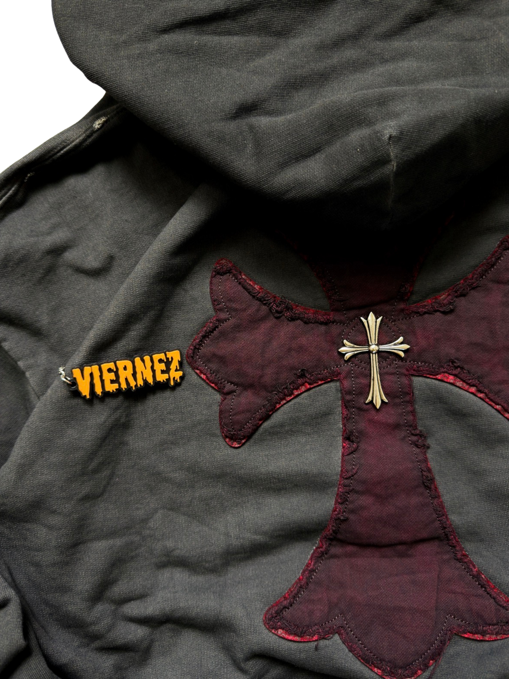 Chrome Hearts Gothic Patchwork Distressed Hoodie
