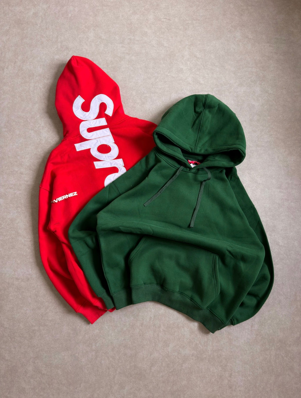 Supreme Satin Appliqué Hoodie (Green and Red)