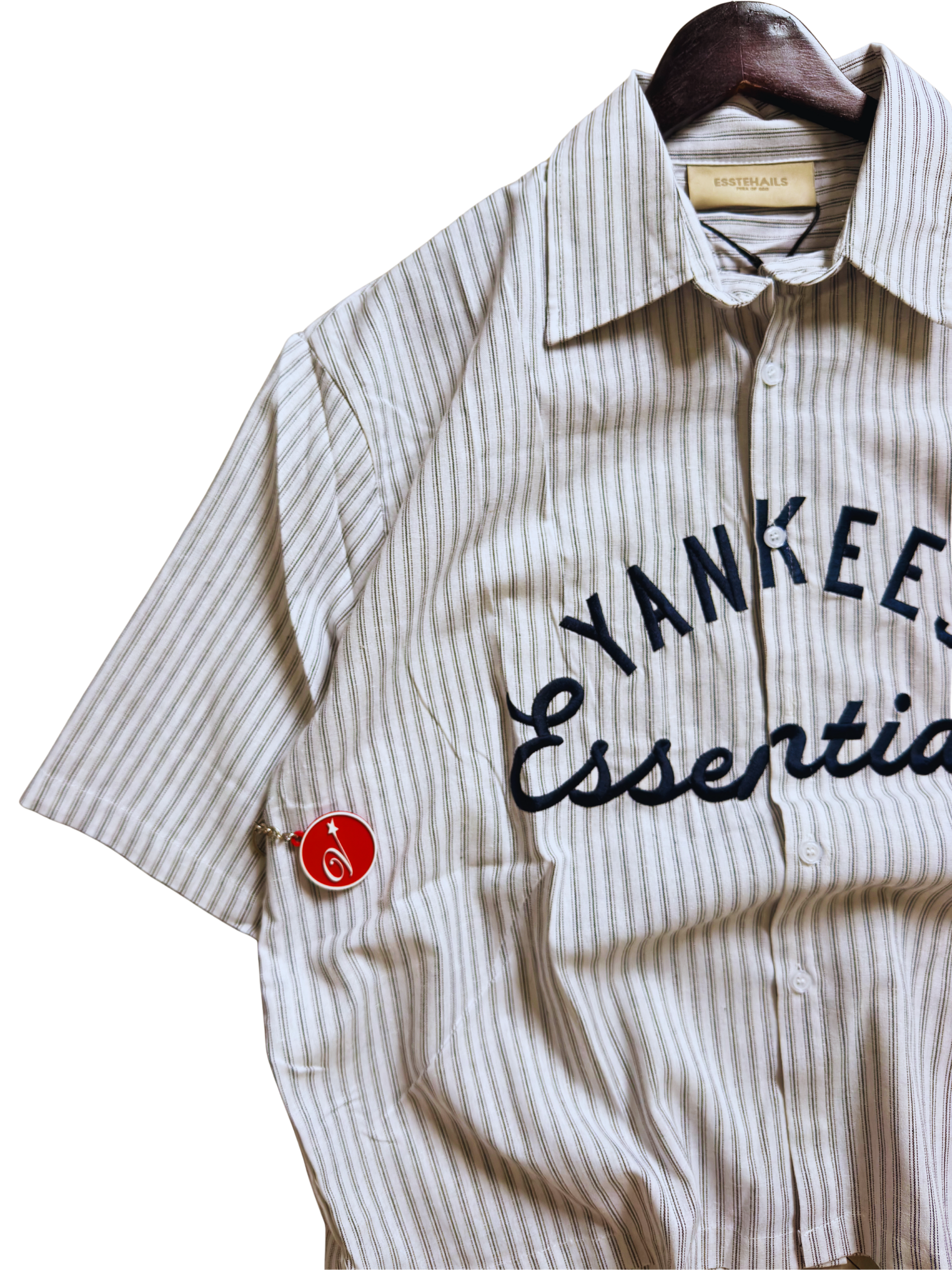 Yankees X Fog Pinstripe Polo in White Medium - ON HAND