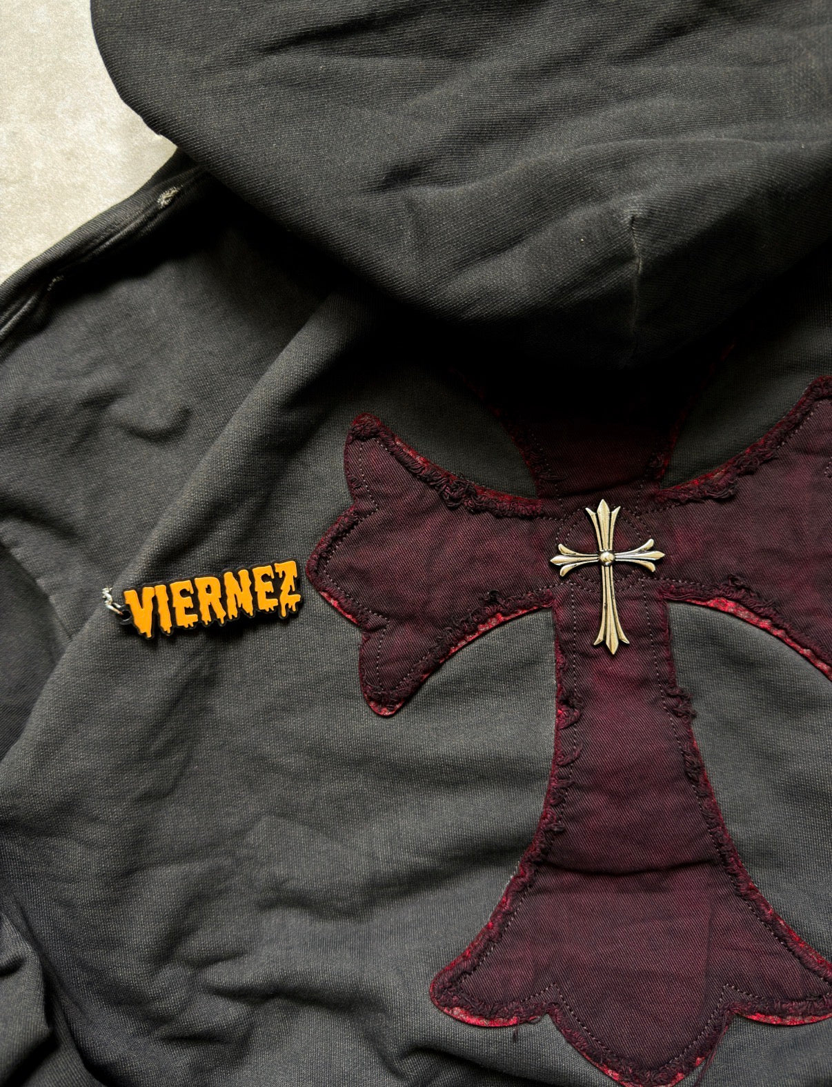 Chrome Hearts Gothic Patchwork Distressed Hoodie