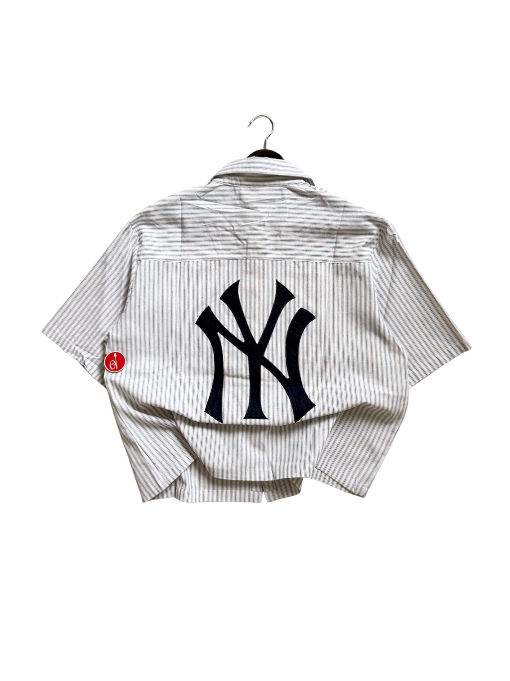 Yankees X Fog Pinstripe Polo in White Medium - ON HAND