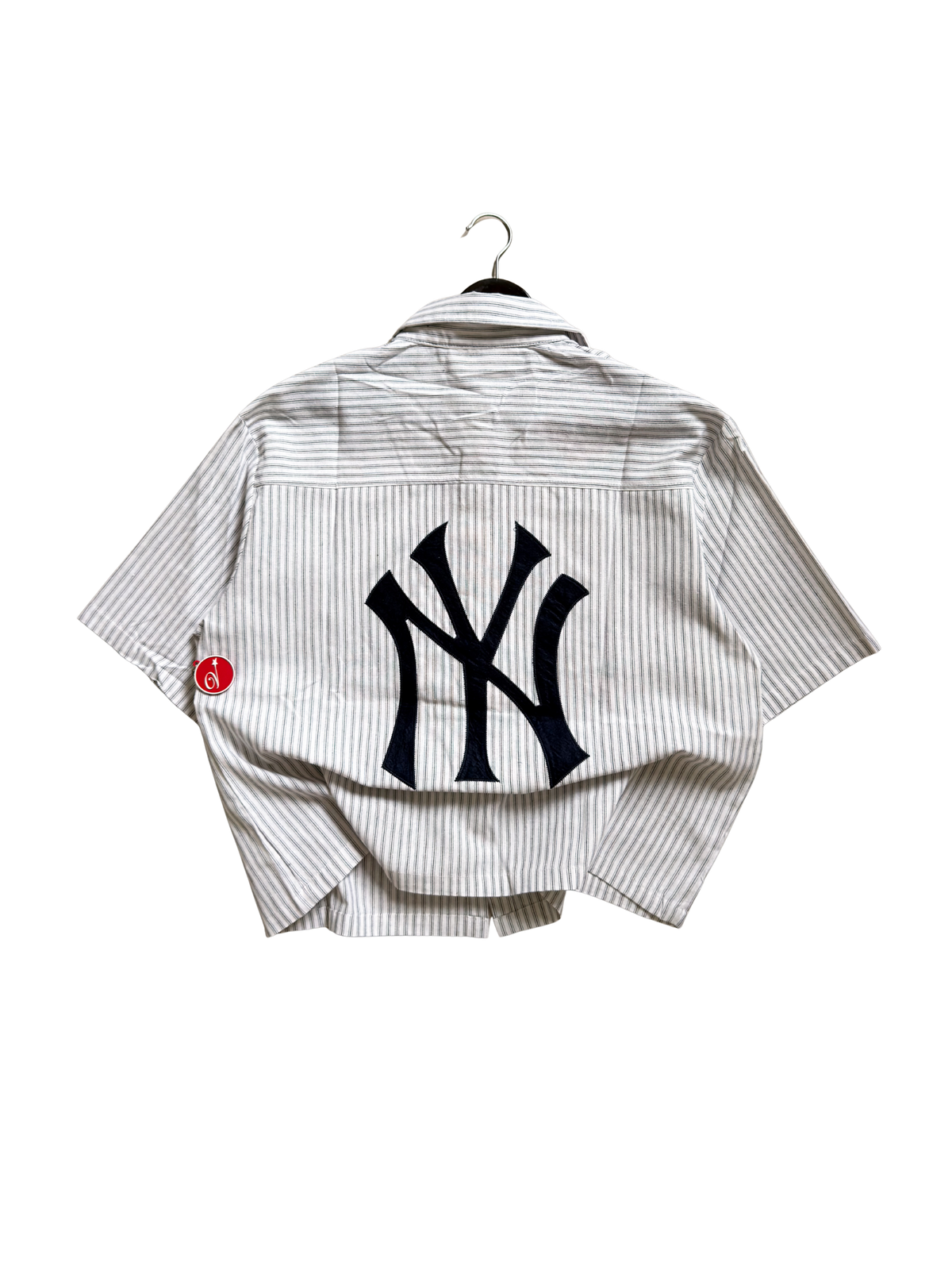 Yankees X Fog Pinstripe Polo in White Medium - ON HAND