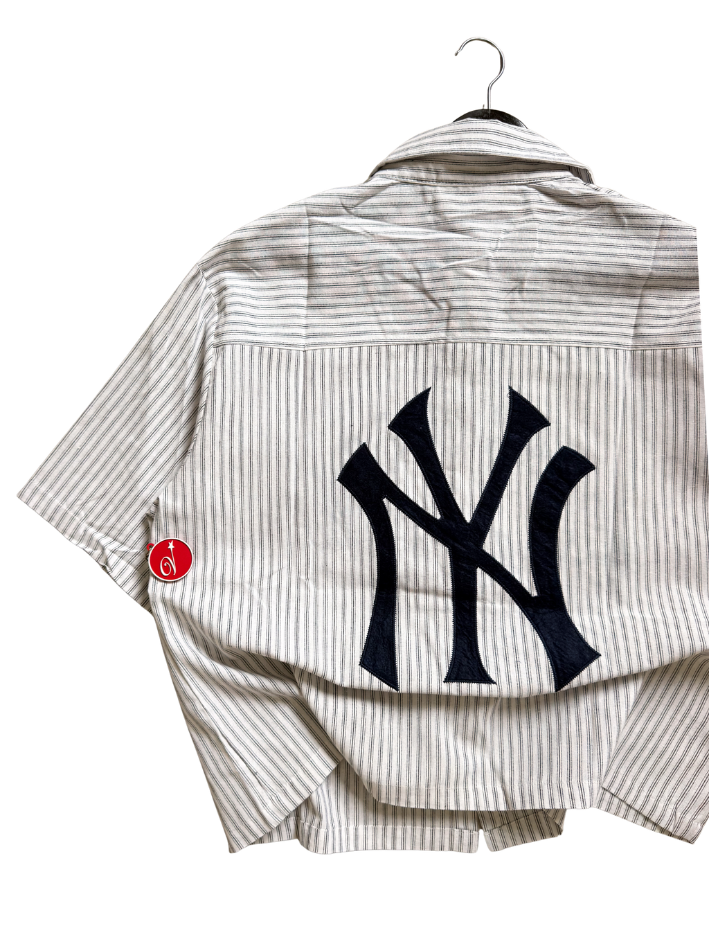 Yankees X Fog Pinstripe Polo in White Medium - ON HAND