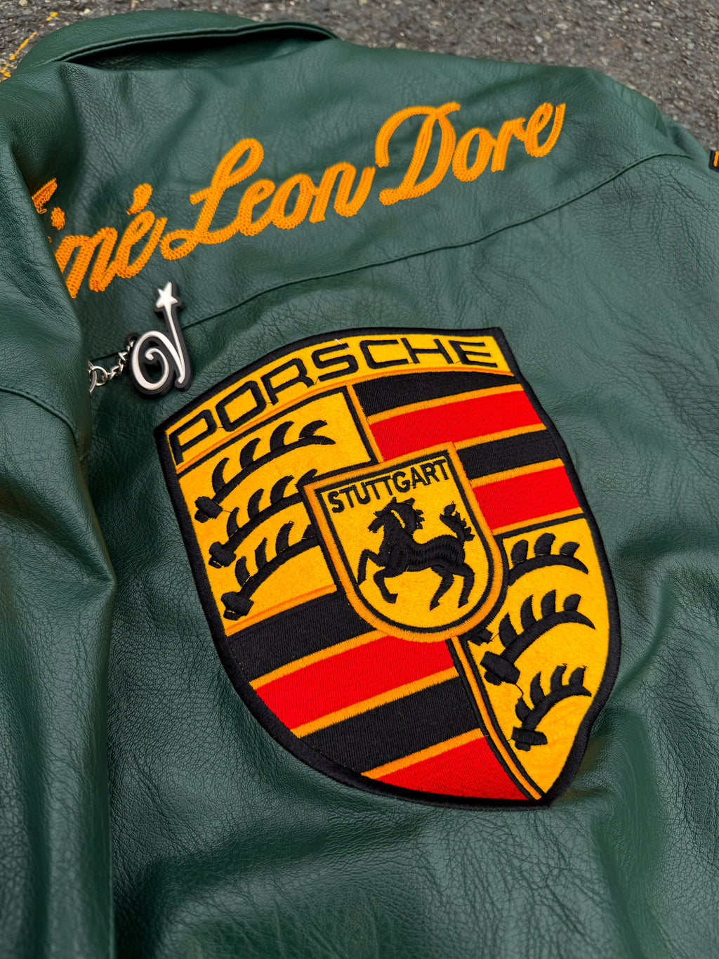 Aime Leon Dore x Porsche 993 Turbo Leather Club Jacket Green - MEDIUM