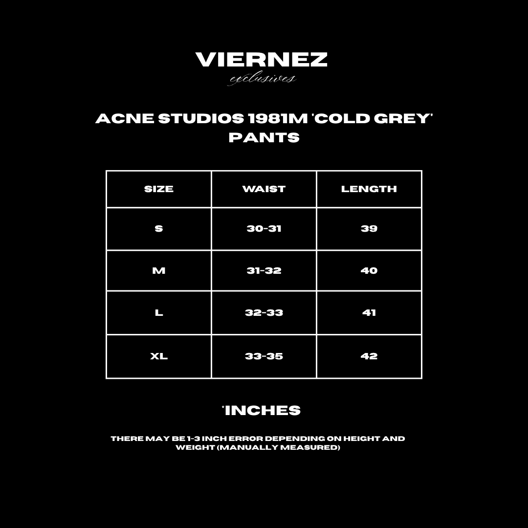 Acne Studios 1981M 'Cold Grey' Pants - XL ONLY