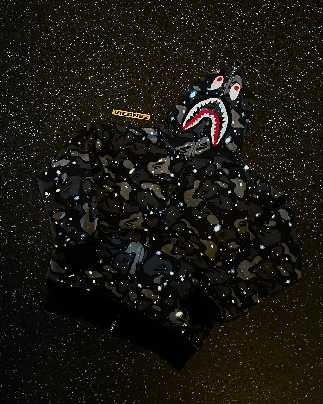 Bape shark camo full zip black